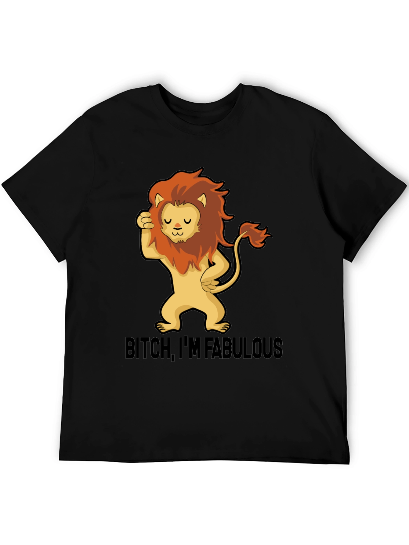 Fabulous Lion Graphic Tee - Stylish Black T-Shirt