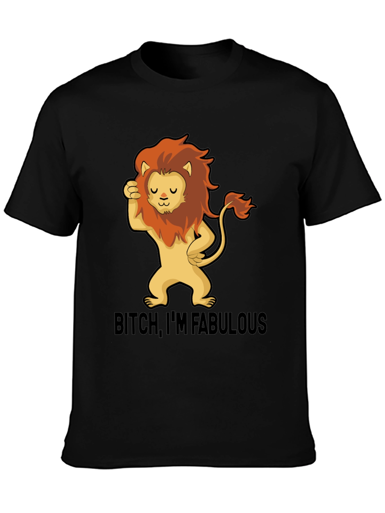 Fabulous Lion Graphic Tee - Stylish Black T-Shirt