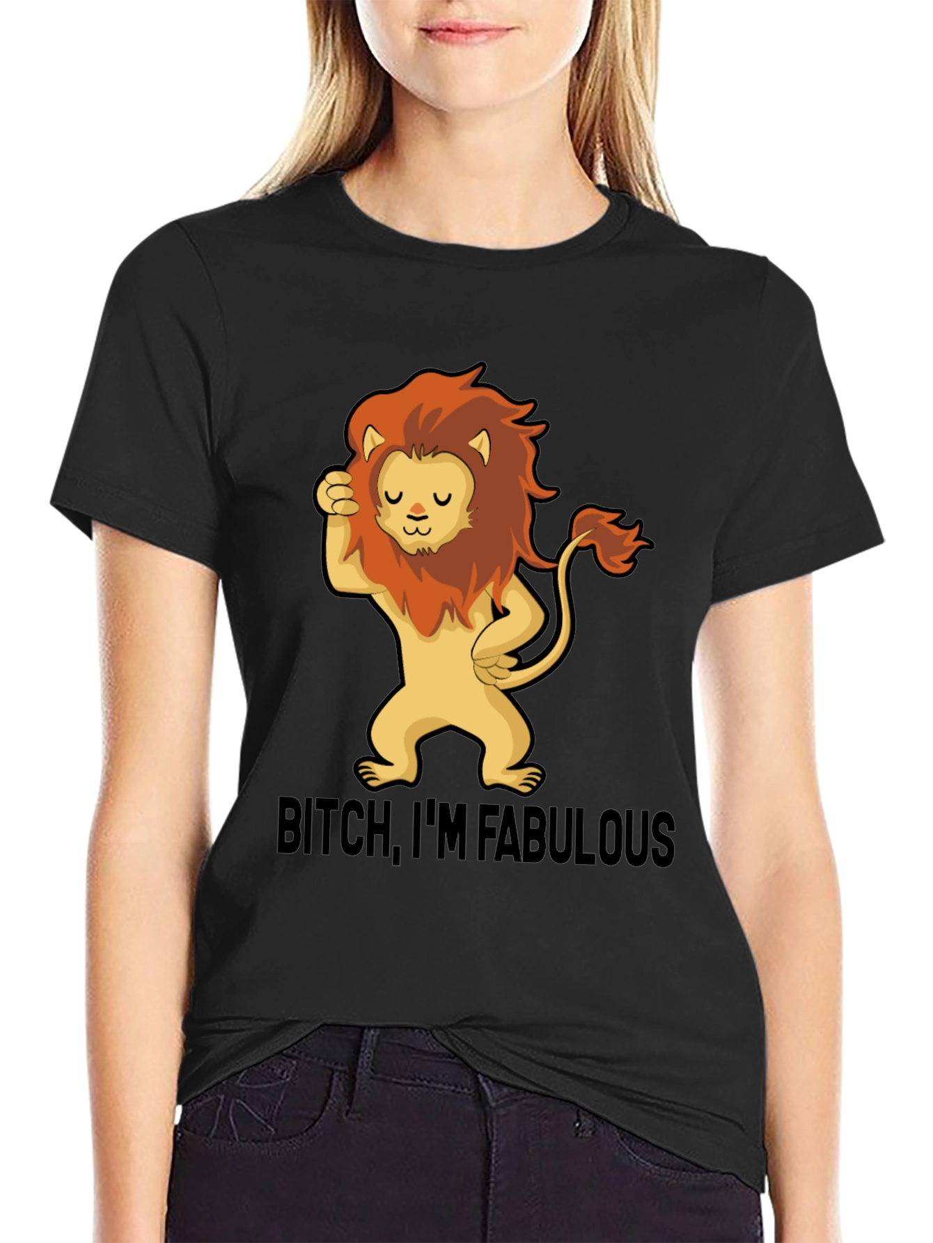 Fabulous Lion Graphic Tee - Stylish Black T-Shirt