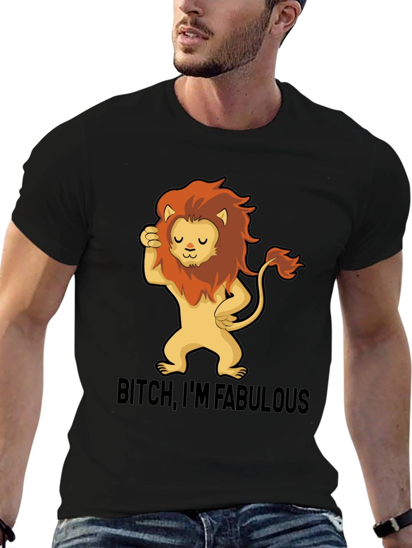 Fabulous Lion Graphic Tee - Stylish Black T-Shirt