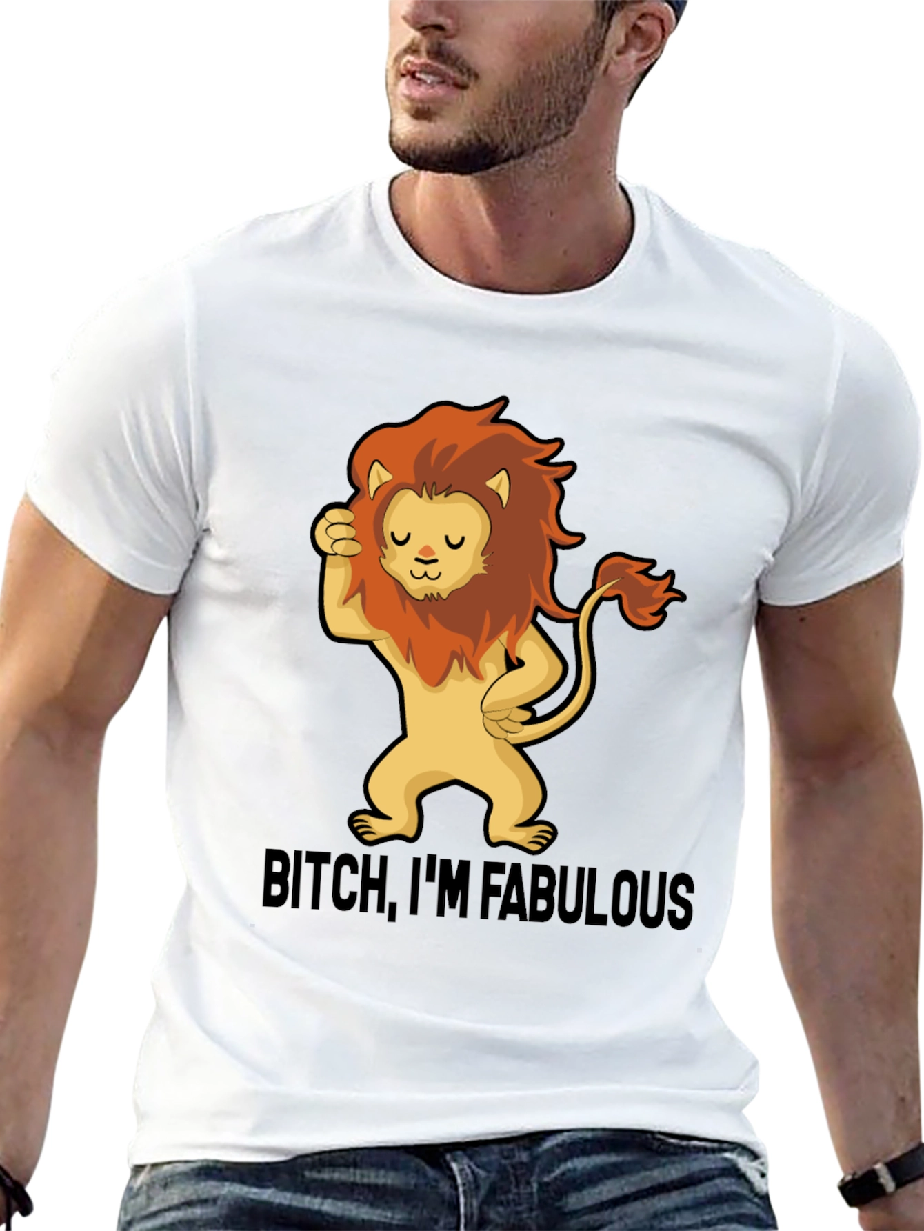 Fabulous Lion Graphic Tee - Stylish Black T-Shirt