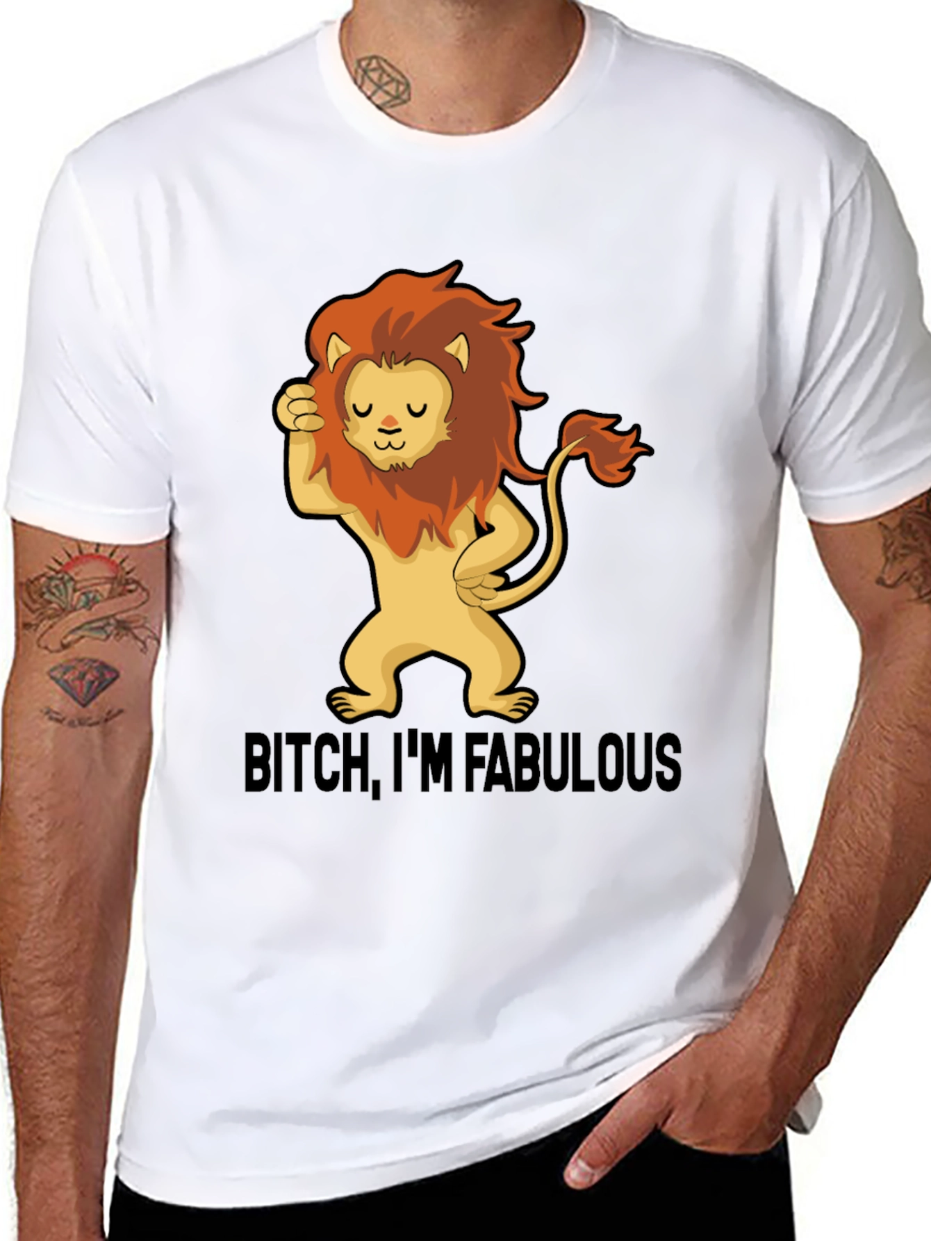 Fabulous Lion Graphic Tee - Stylish Black T-Shirt