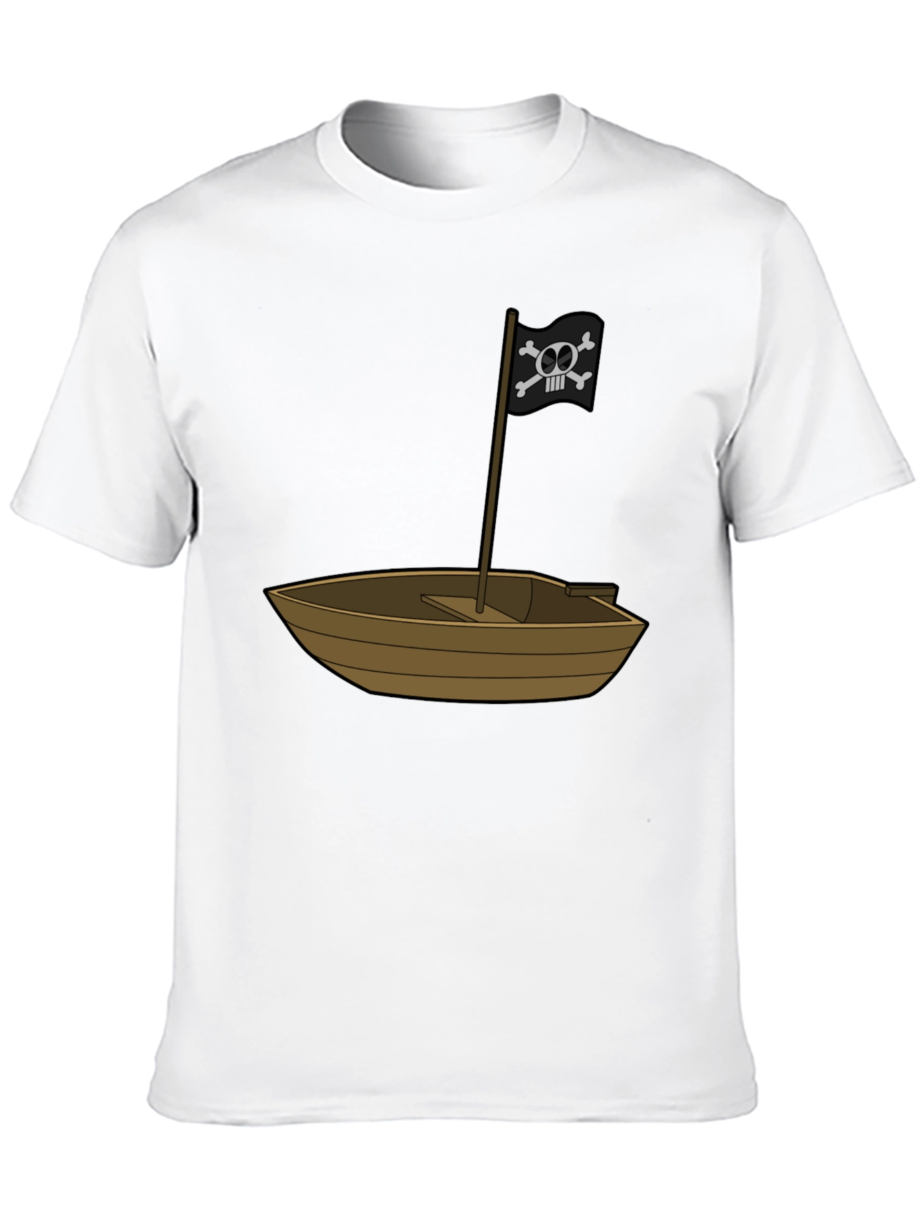 Pirate Ship T-Shirt - Black Cotton Blend Crew Neck