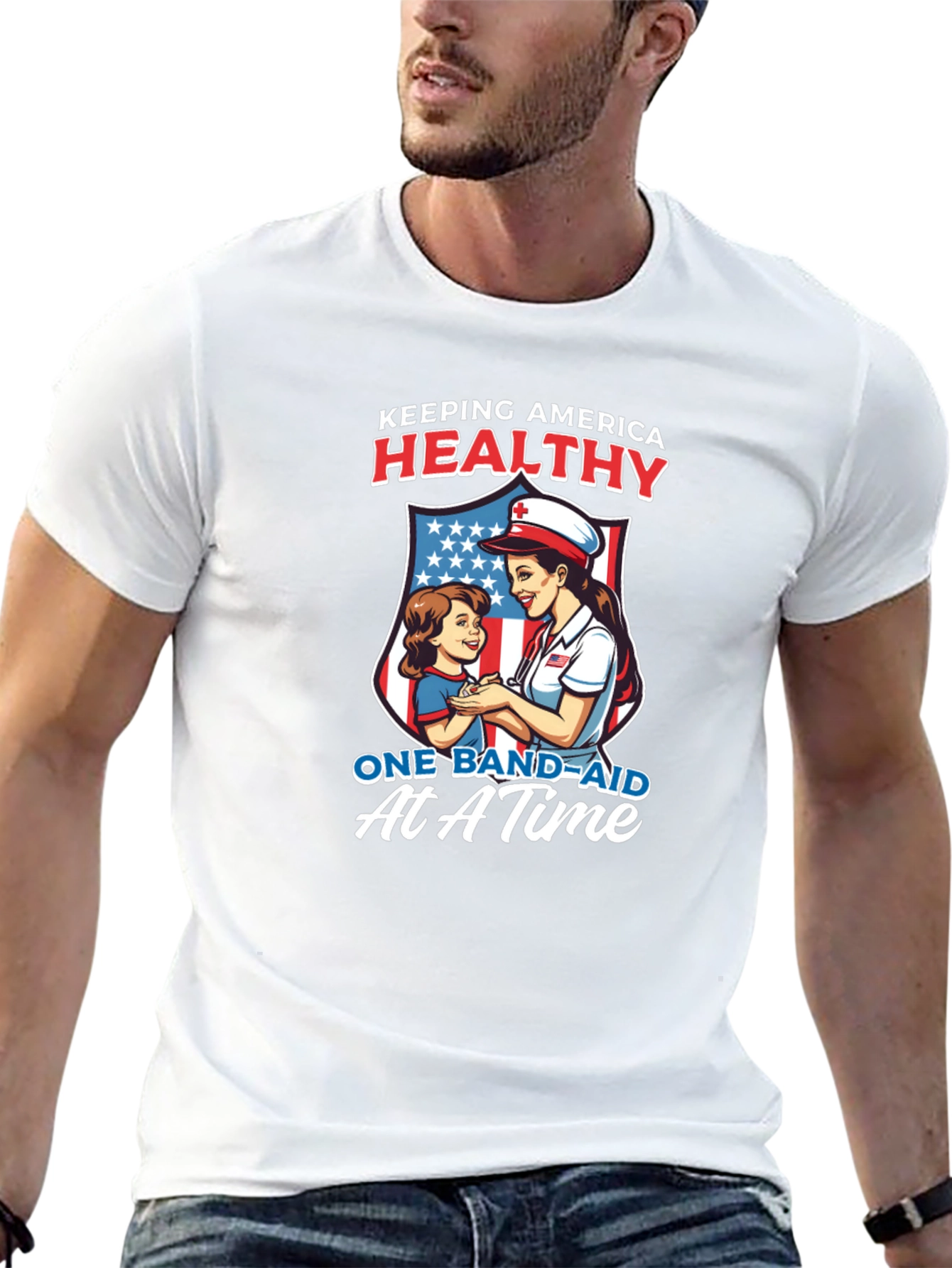 Patriotic Nurse T-Shirt: Keeping America Healthy
