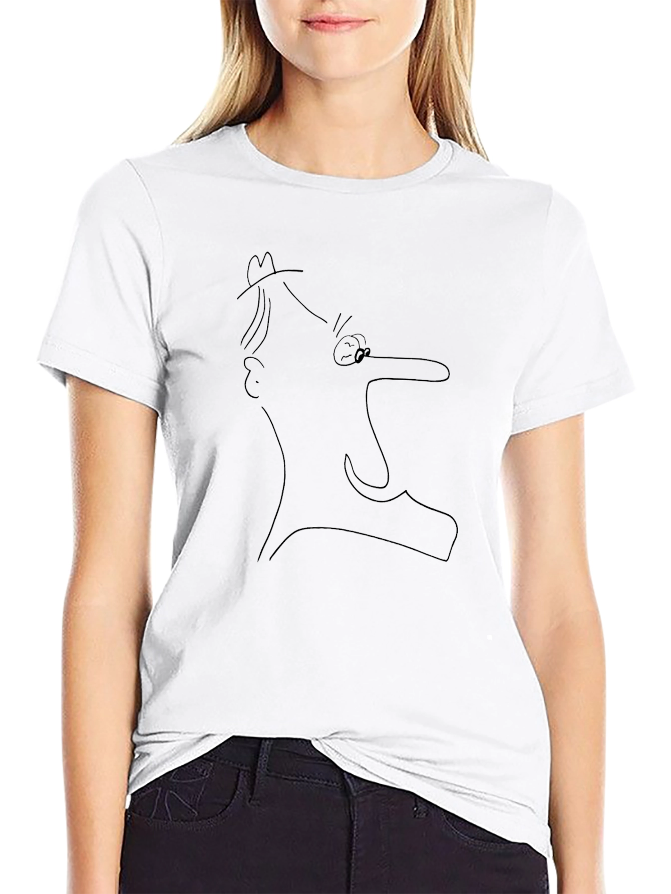 Abstract Man Line Art Black T-Shirt