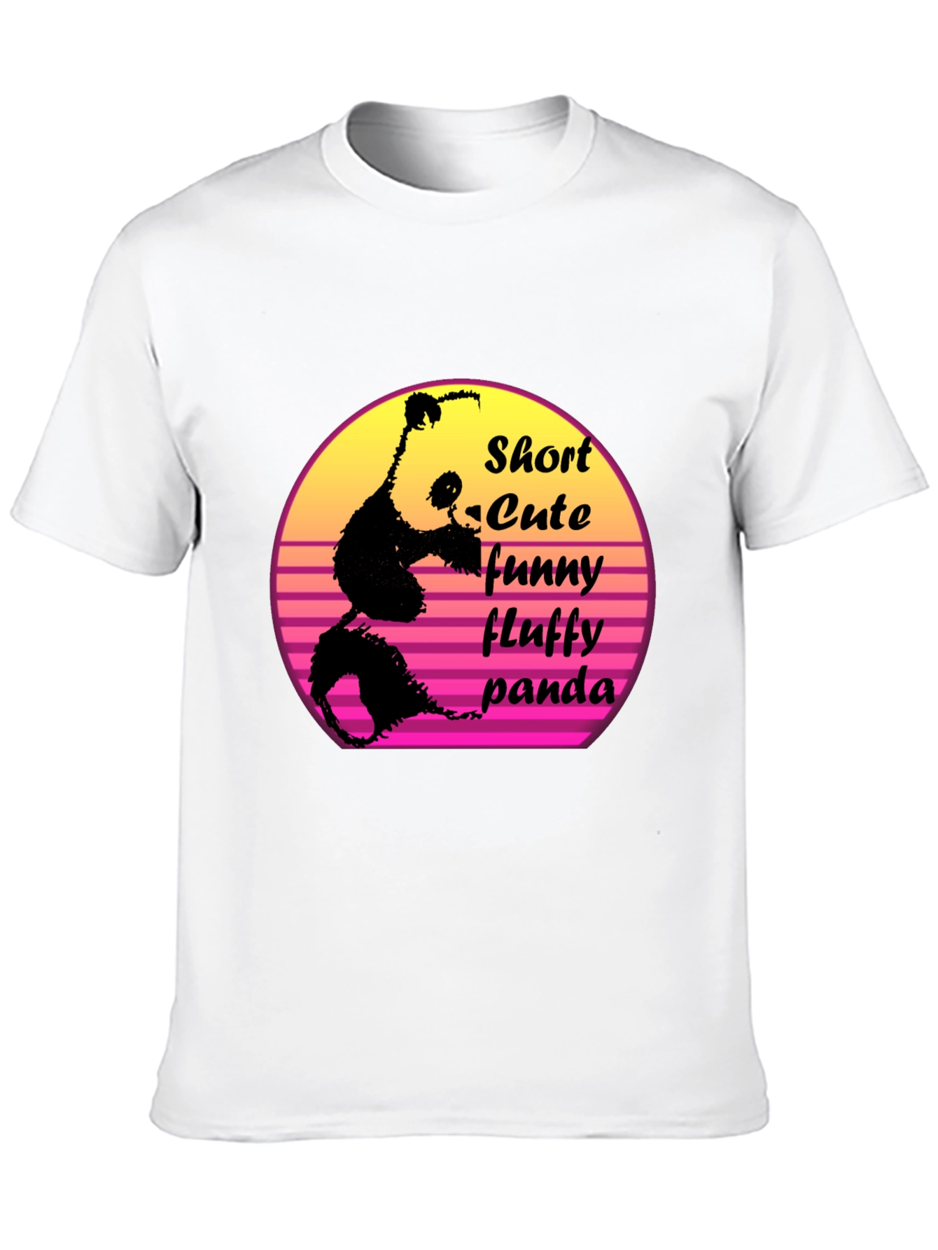 Short Cute Fluffy Panda Graphic T-Shirt