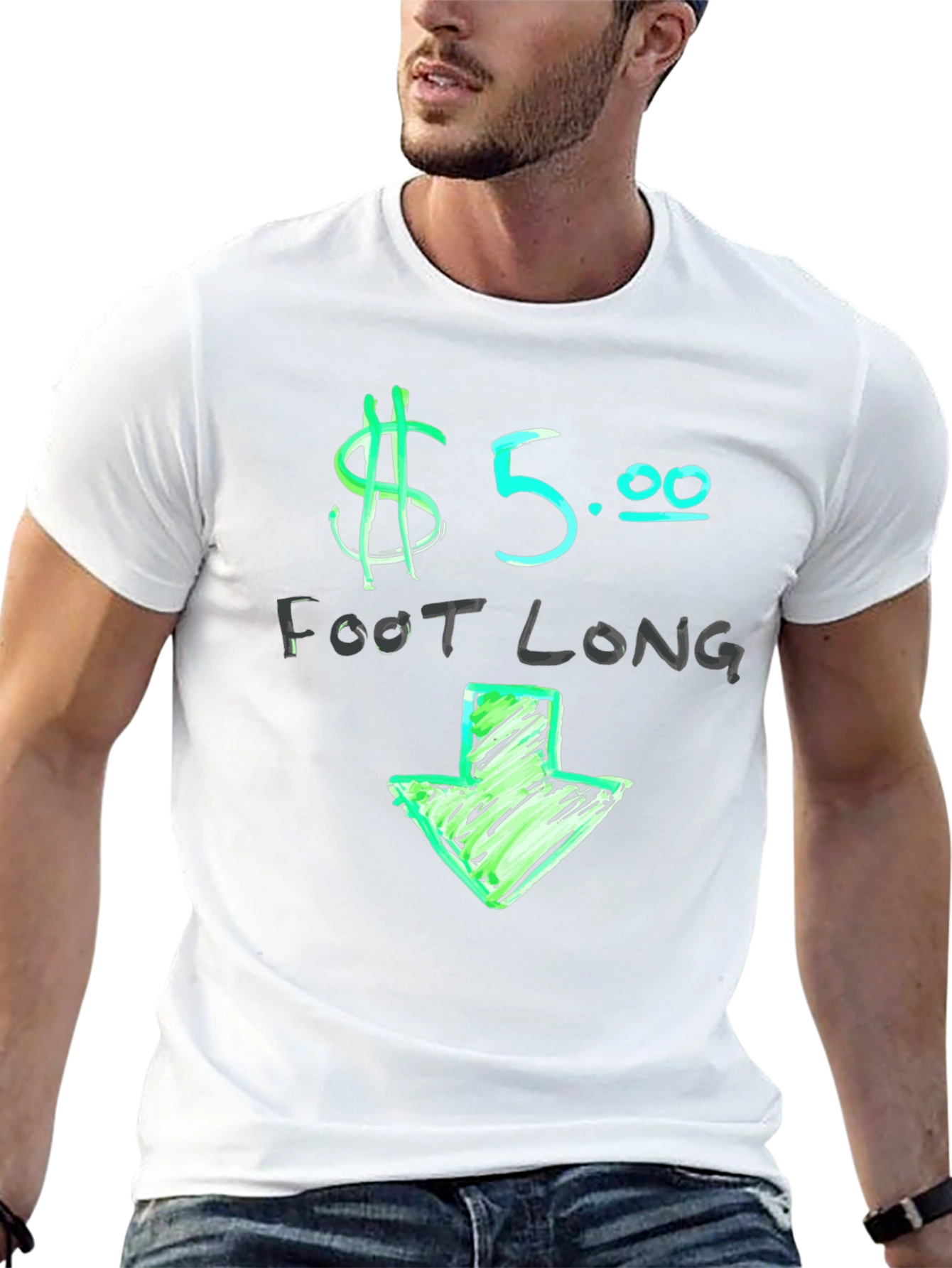 $5 Foot Long Graphic T-Shirt - Casual Wear