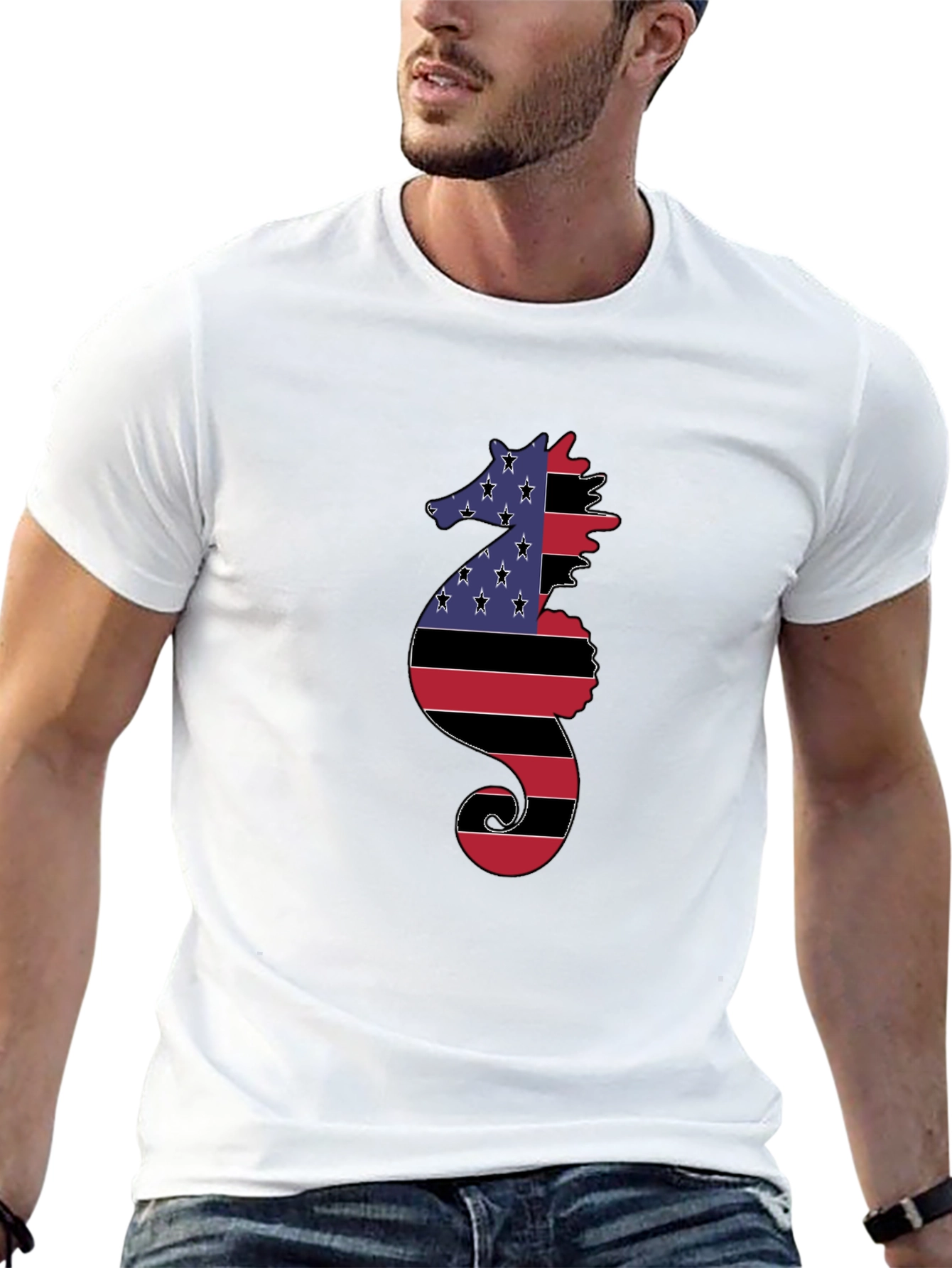 American Flag Seahorse Graphic Tee