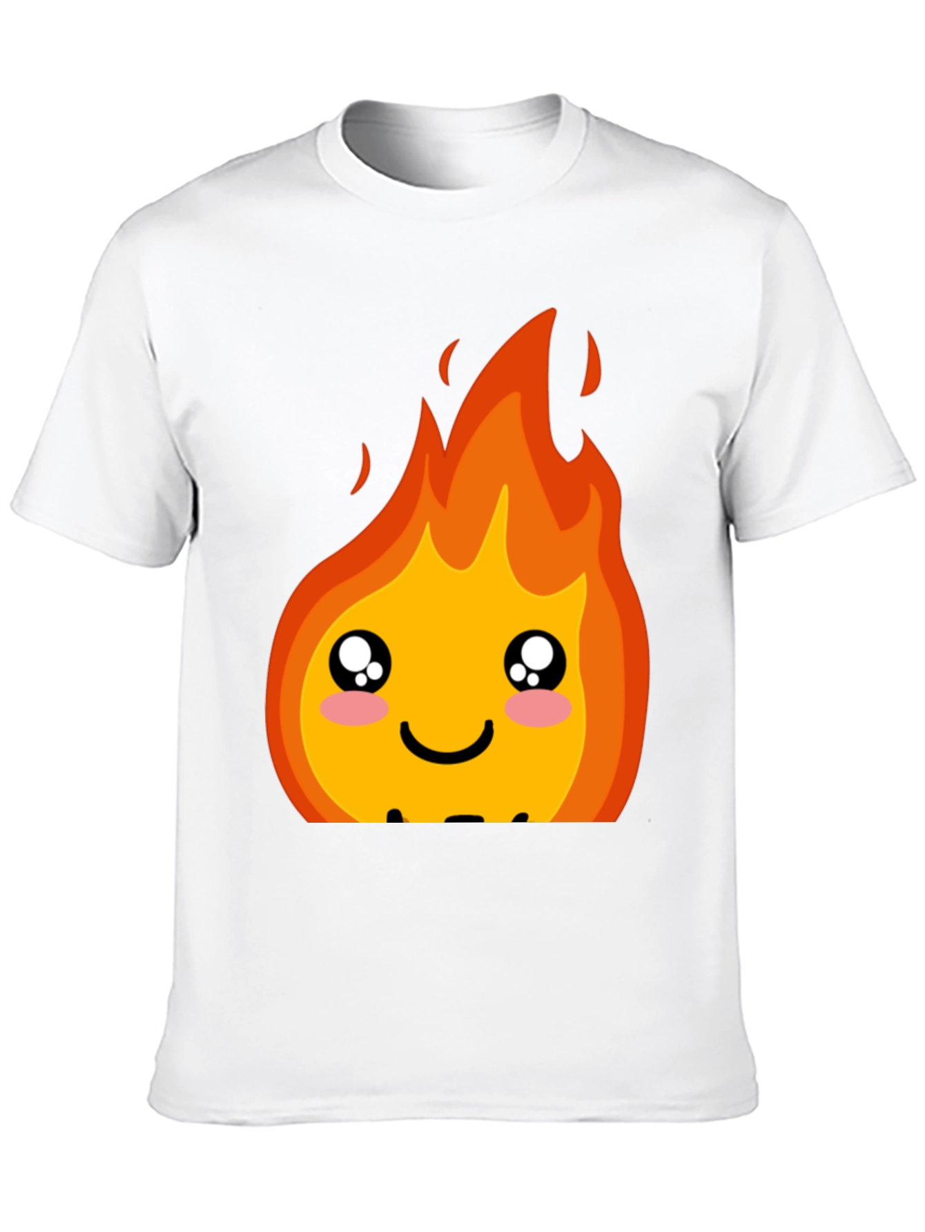 Kawaii Fire Graphic Tee - Cute Cartoon Flame Shirt