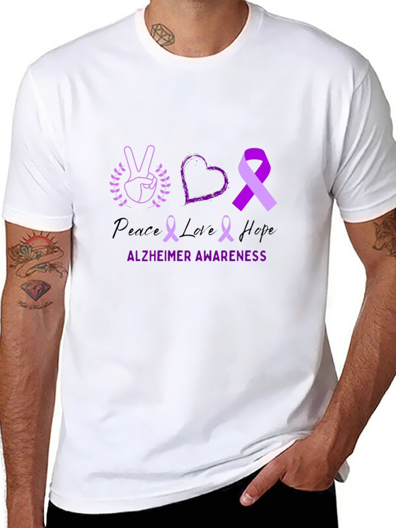 Alzheimer Awareness Peace Love Hope T-Shirt
