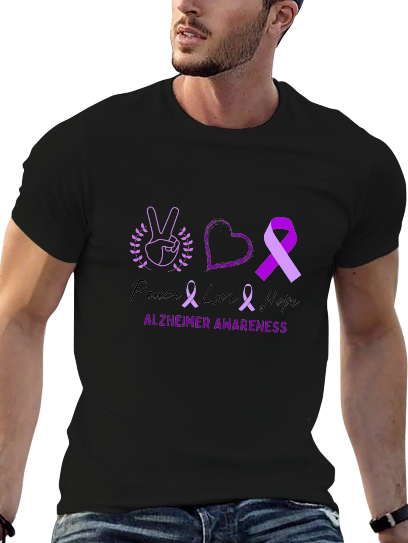 Alzheimer Awareness Peace Love Hope T-Shirt