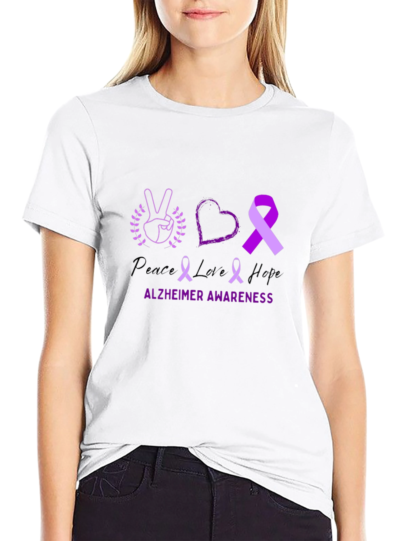 Alzheimer Awareness Peace Love Hope T-Shirt