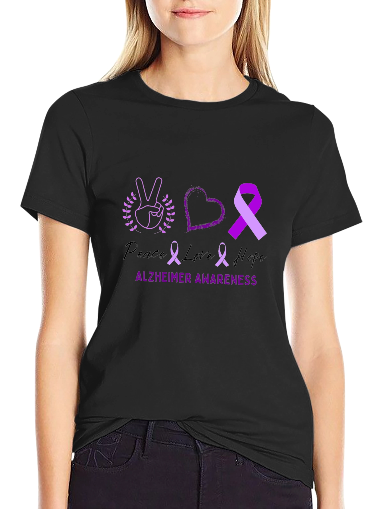 Alzheimer Awareness Peace Love Hope T-Shirt