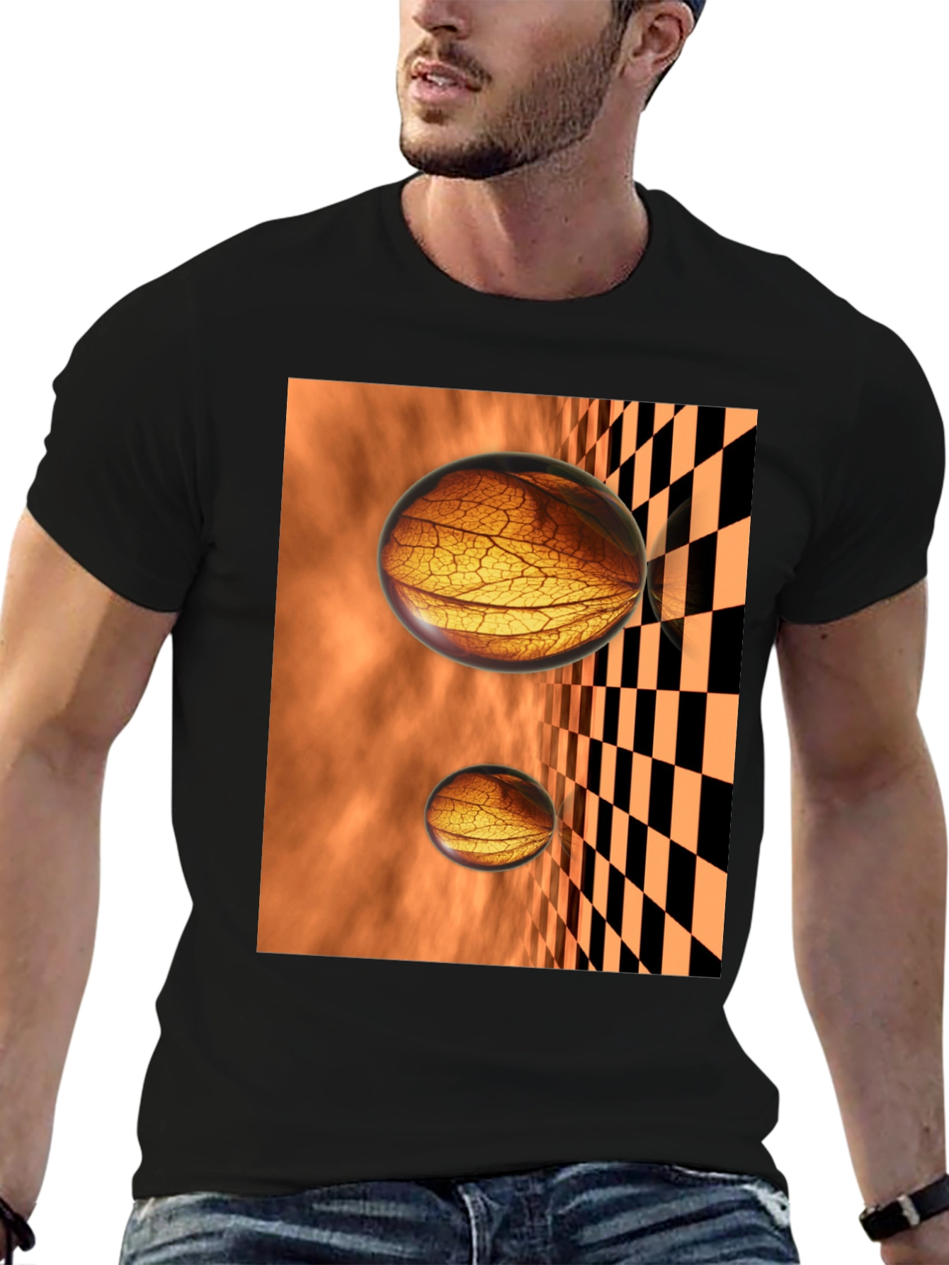 Abstract Sphere Graphic Tee - Black