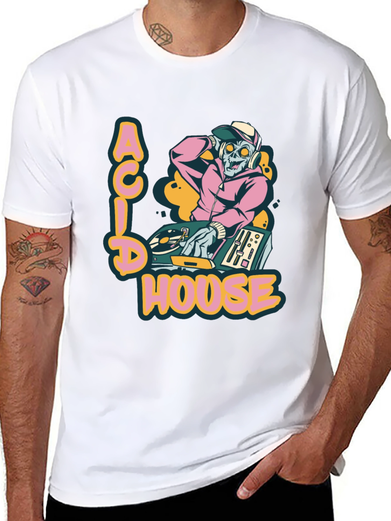 Acid House DJ Zombie Graphic Tee - Black