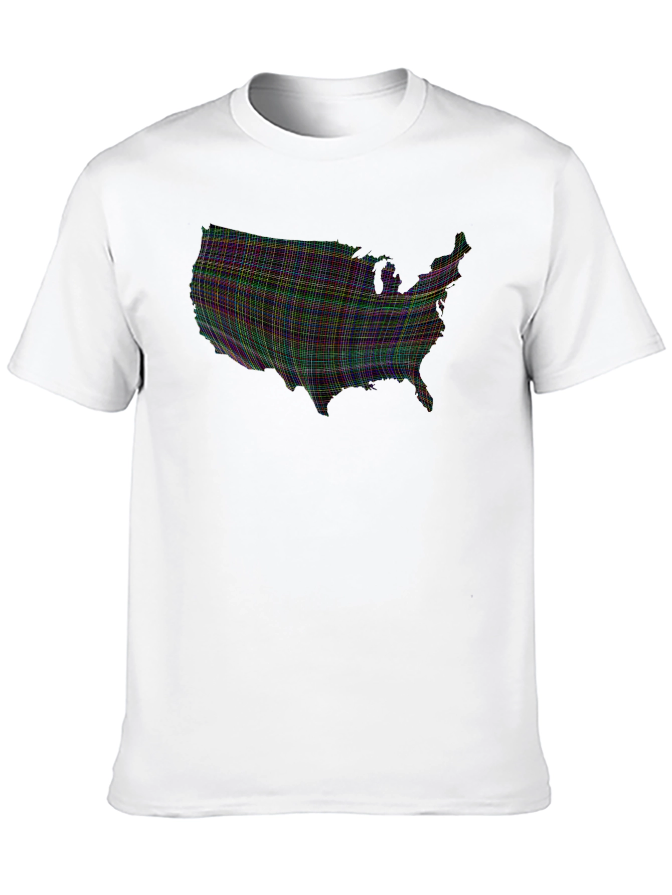 USA Map Plaid Graphic Tee - Mens Black T-Shirt