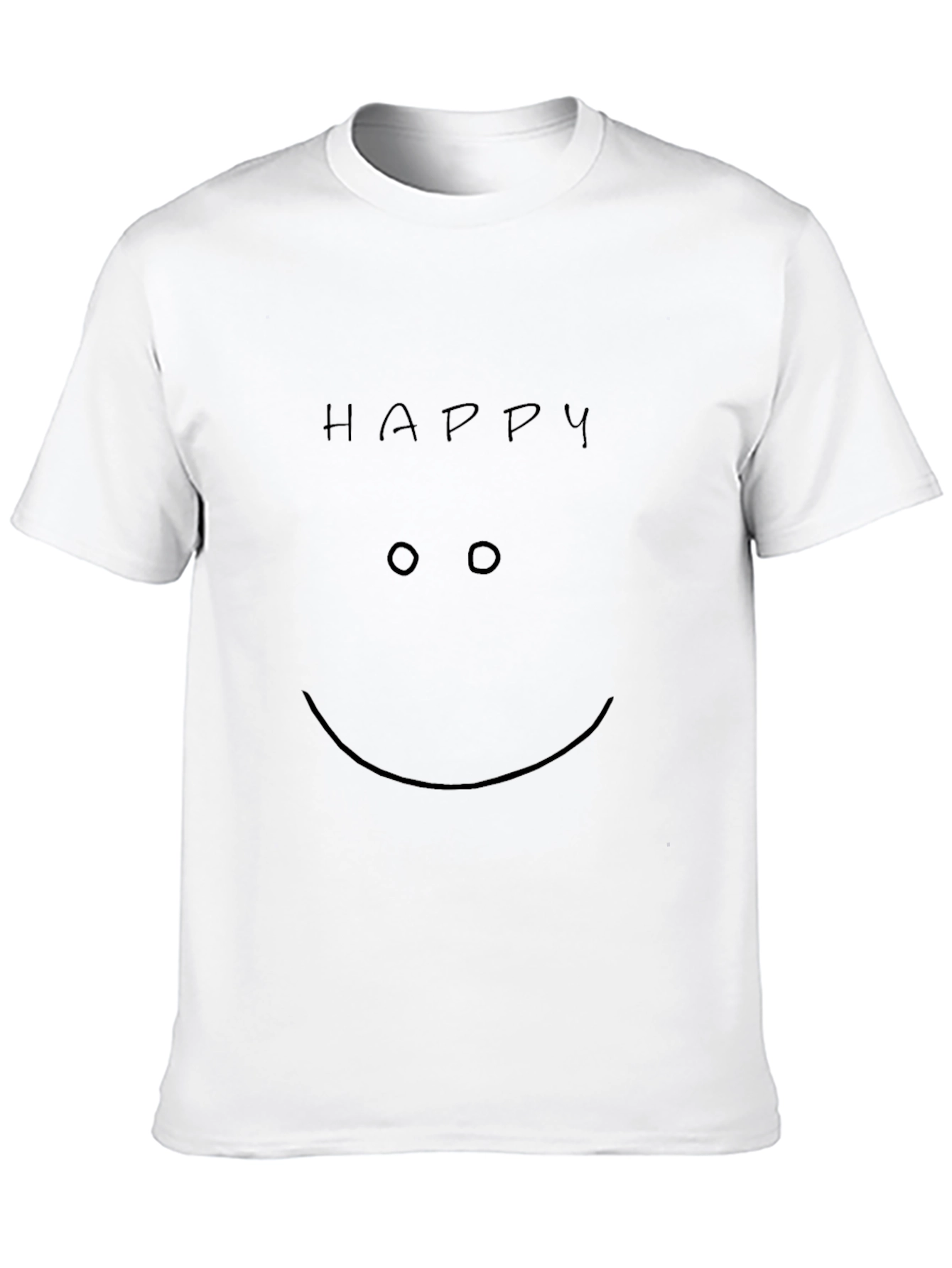 Happy Face Graphic Tee - Black Crew Neck T-Shirt