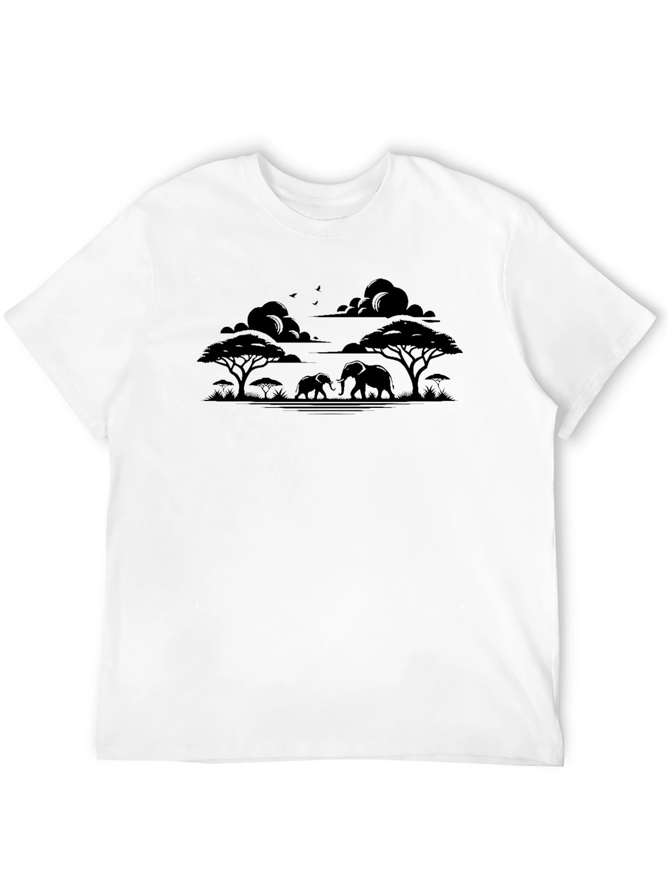 African Safari Elephant Silhouette Mens T-Shirt