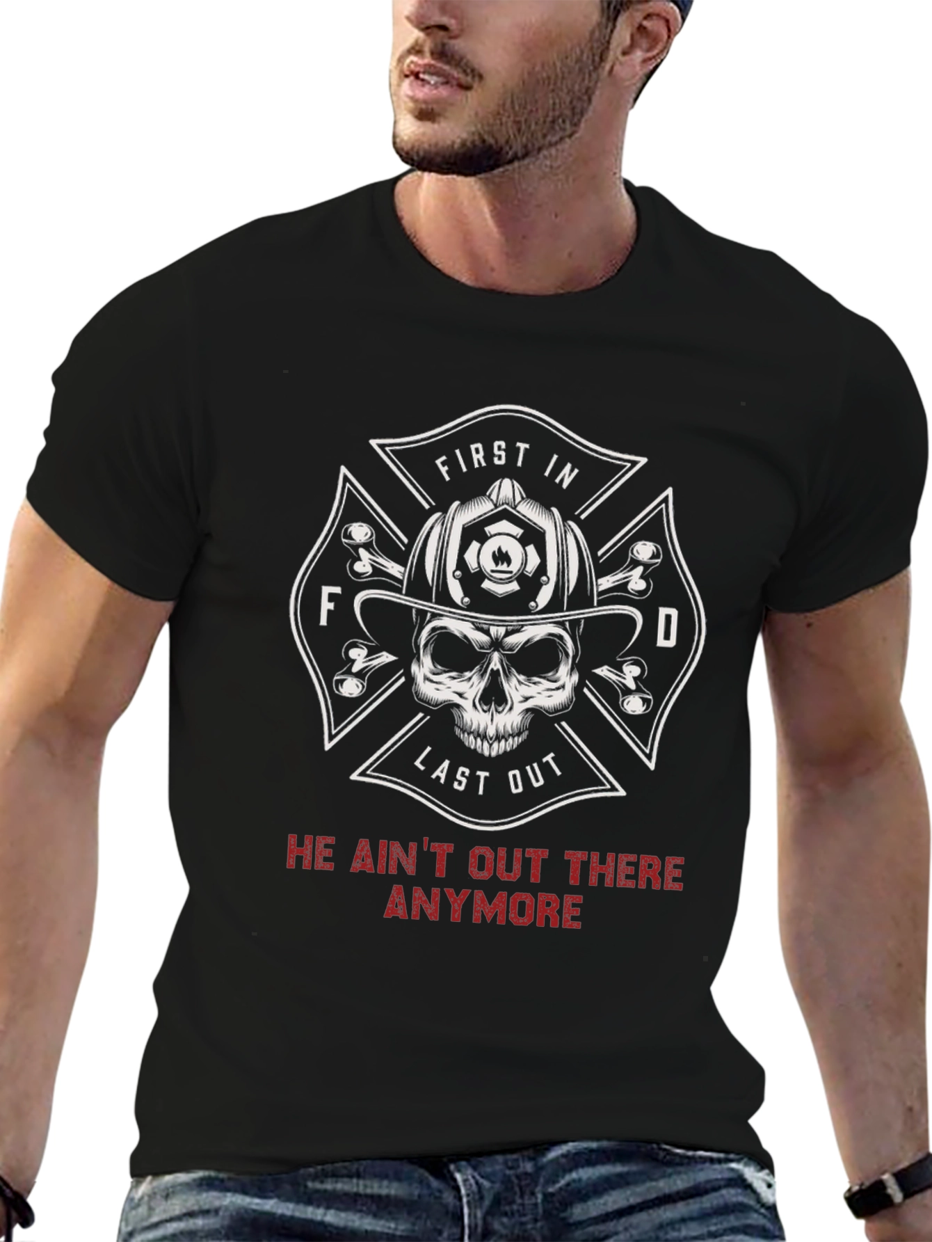 Firefighter Skull T-Shirt - First In Last Out
