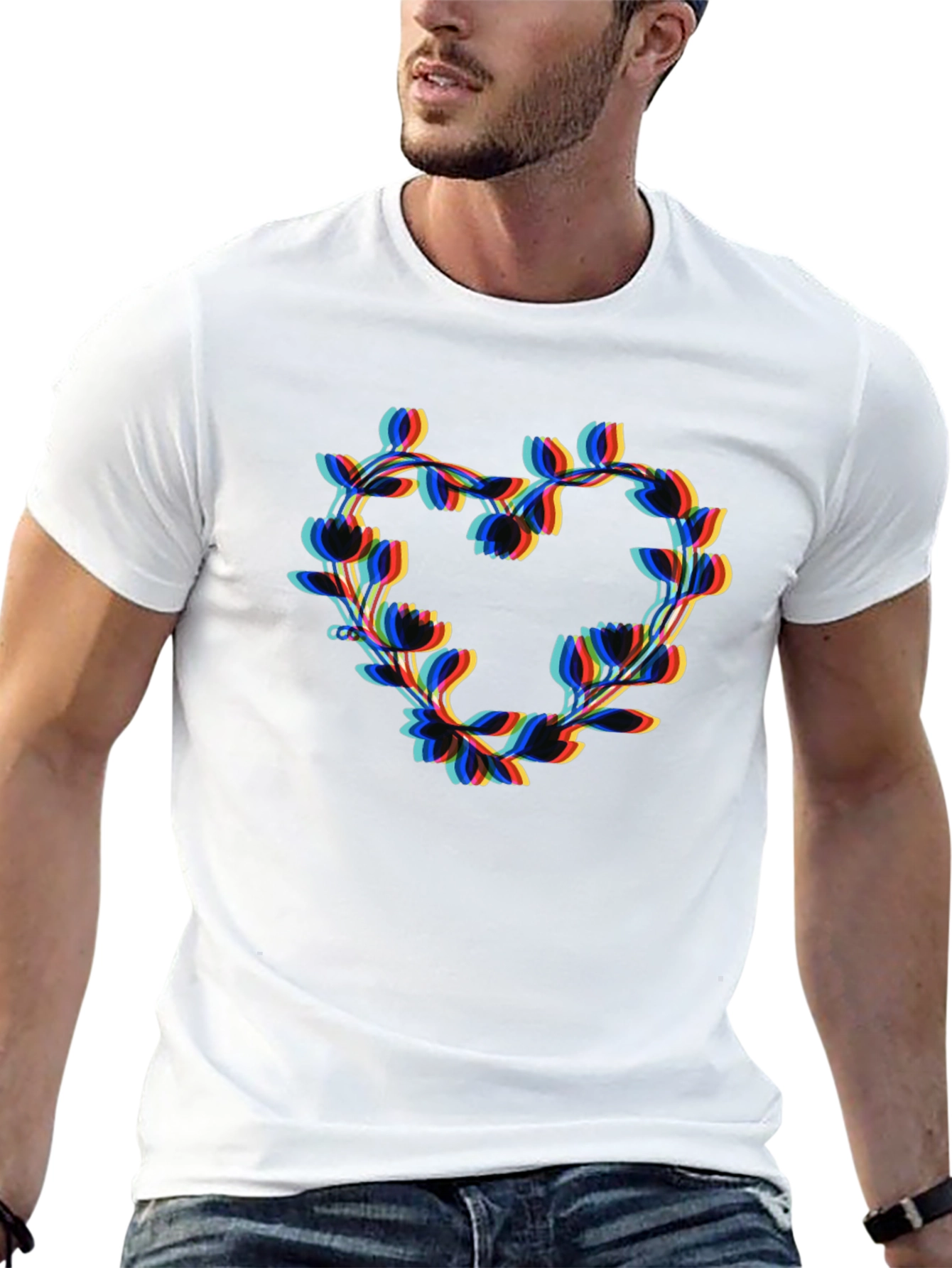 Floral Heart Graphic Black T-Shirt