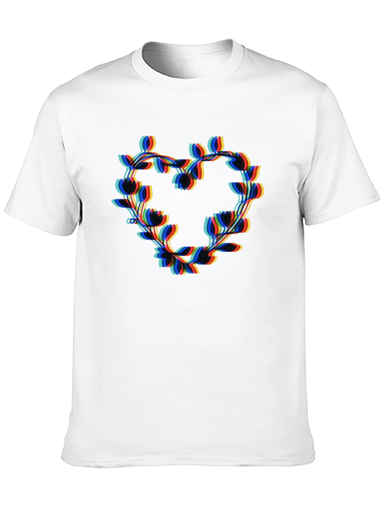 Floral Heart Graphic Black T-Shirt