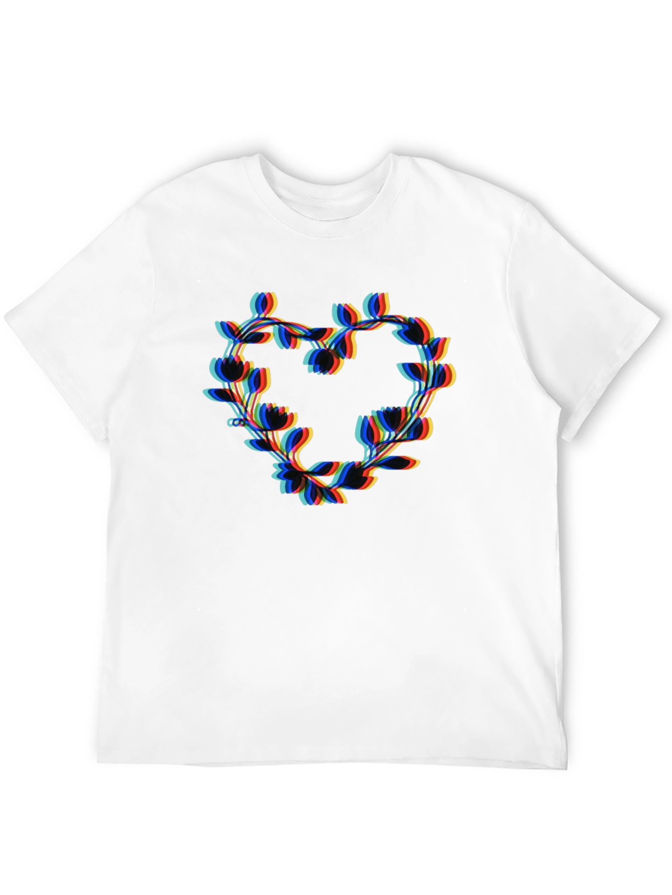 Floral Heart Graphic Black T-Shirt