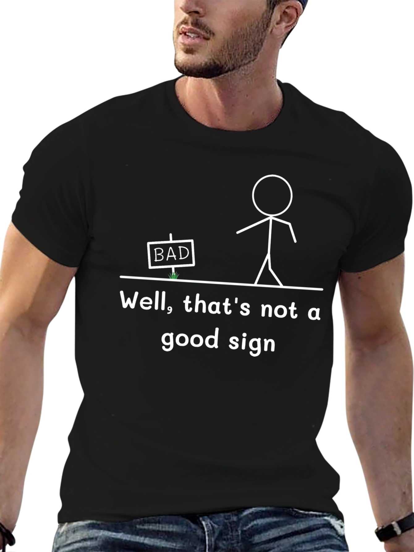 Funny Bad Sign Graphic Tee - Mens