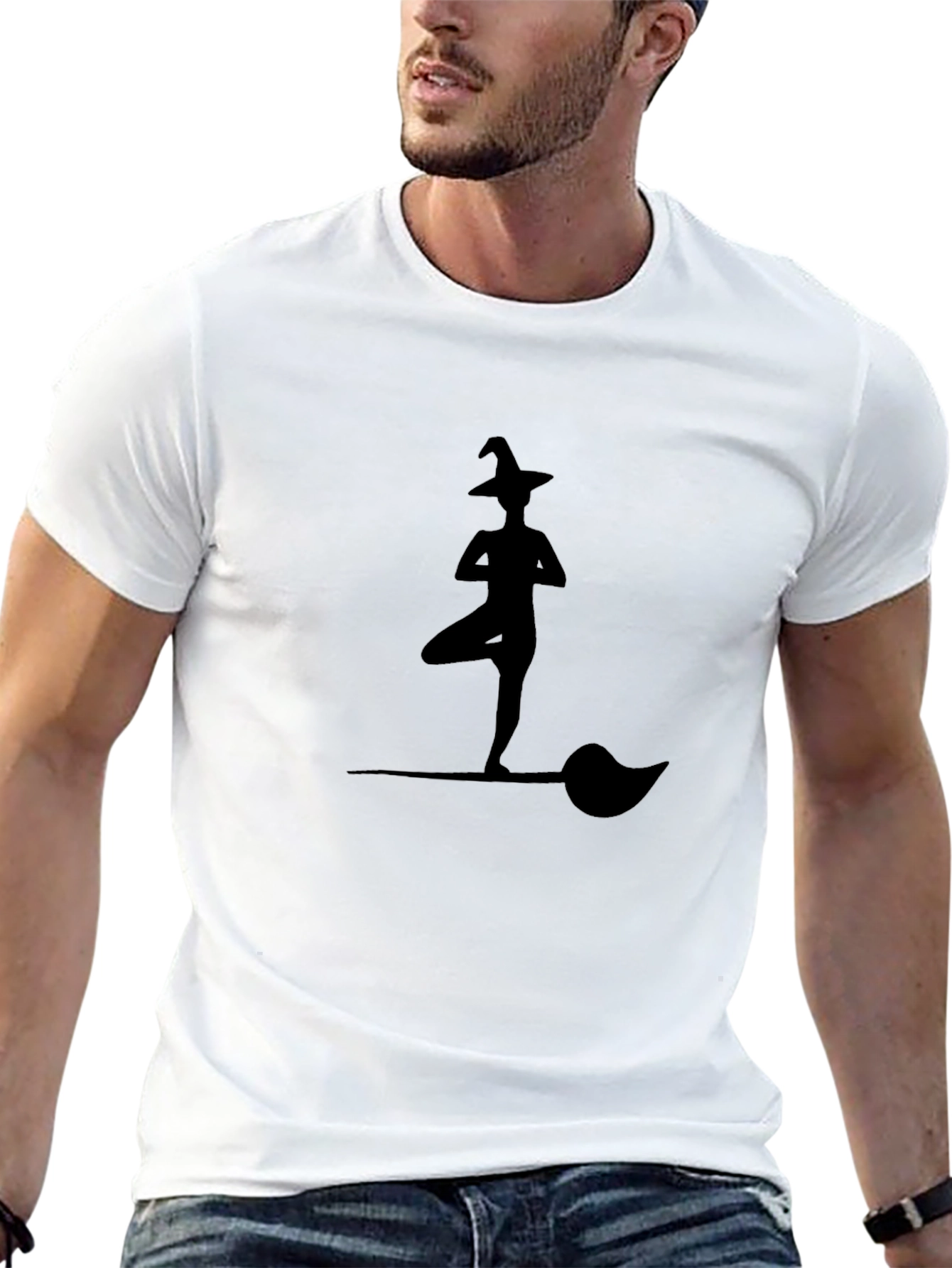 Yoga Witch on Broomstick Graphic Tee