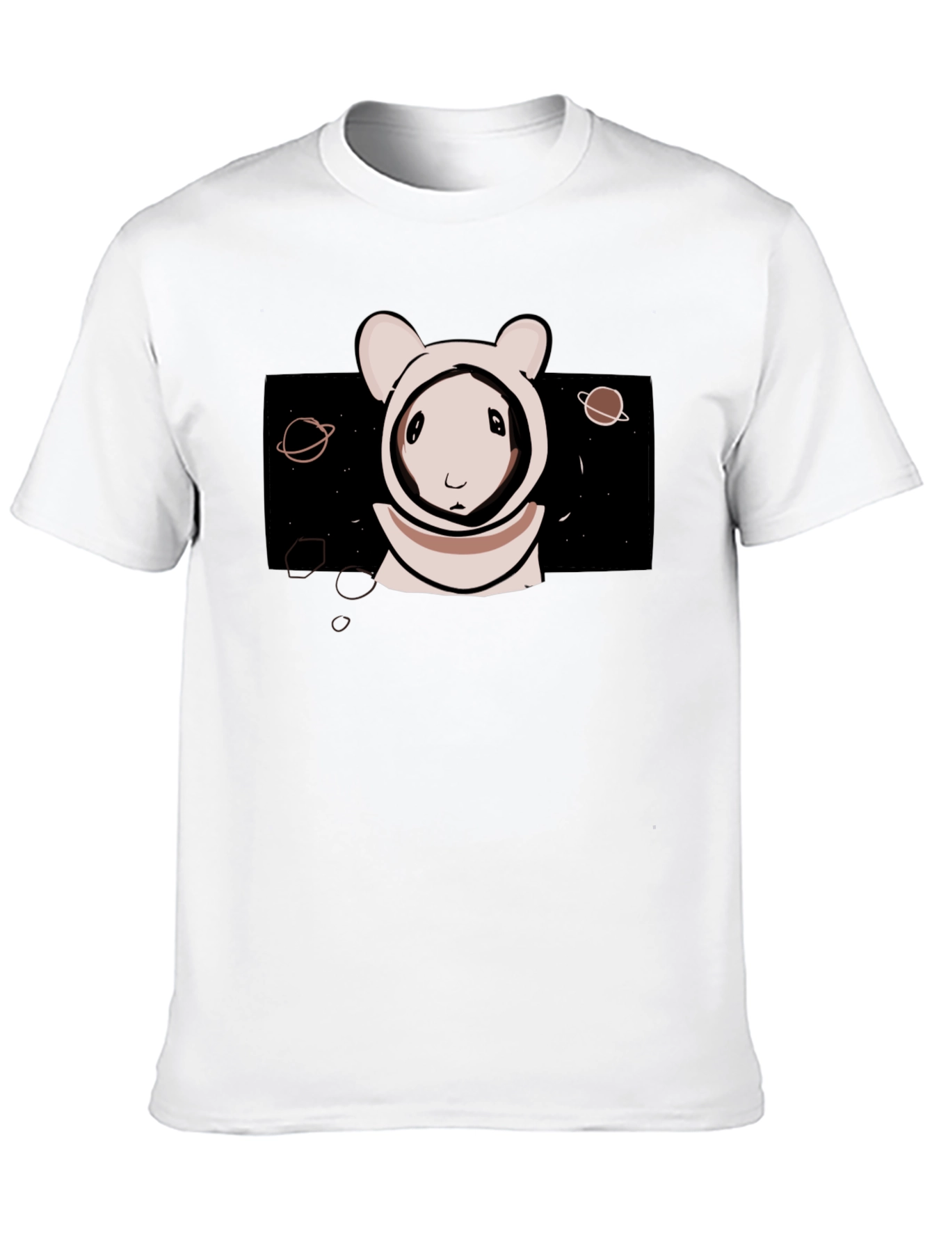 Astronaut Bunny Graphic Tee - Black Cotton T-Shirt