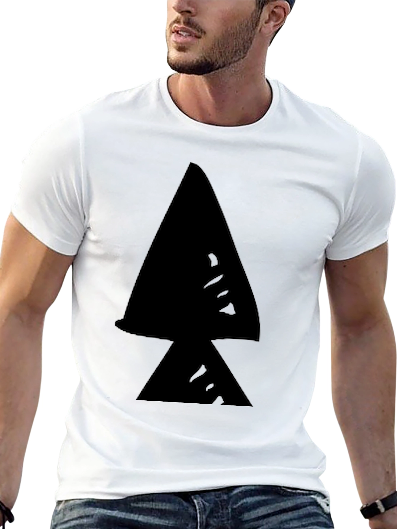 Black T-Shirt with Abstract Triangle Graphic