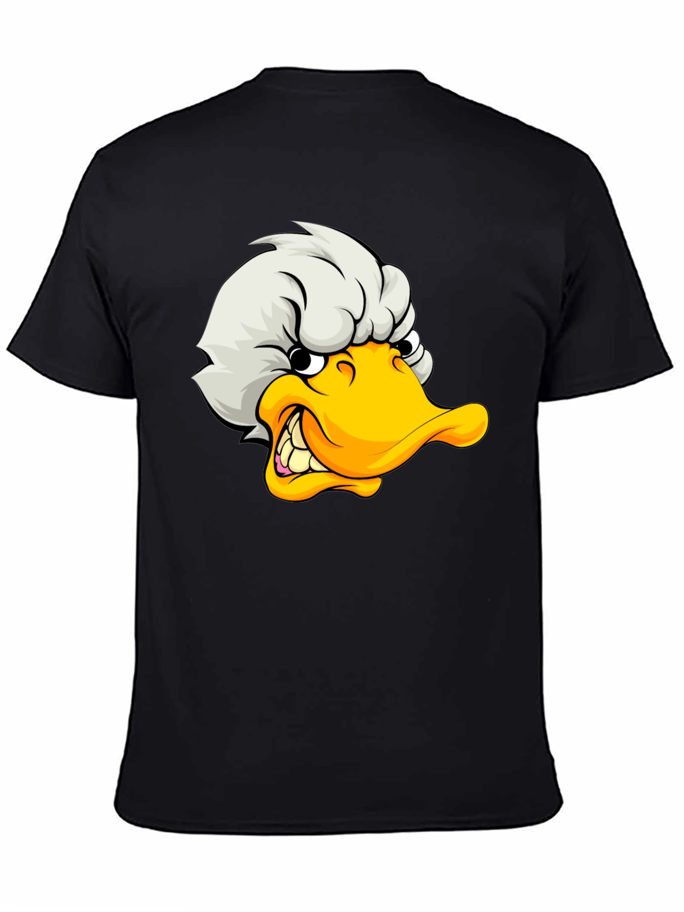 Angry Duck Cartoon Graphic Black T-Shirt
