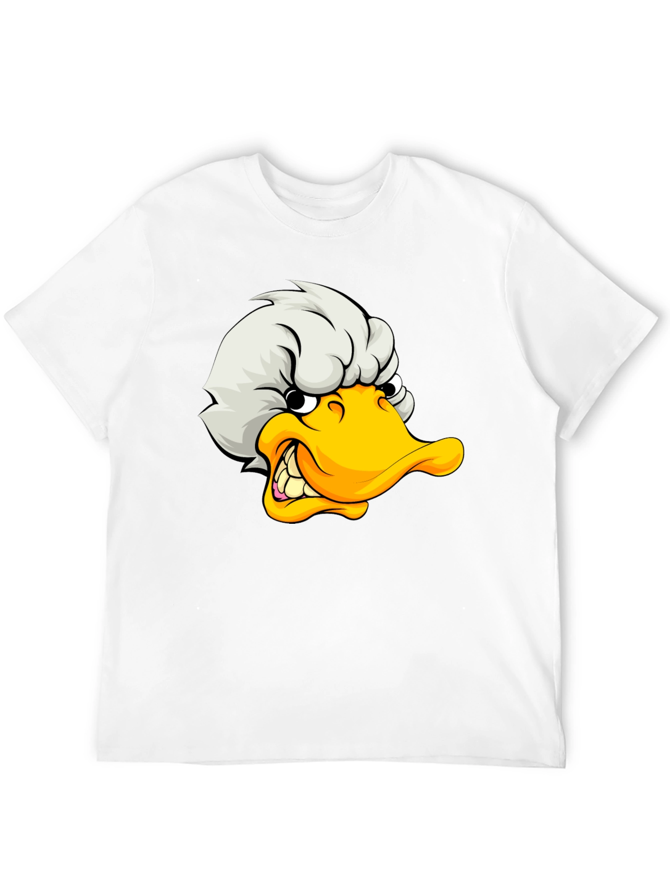 Angry Duck Cartoon Graphic Black T-Shirt