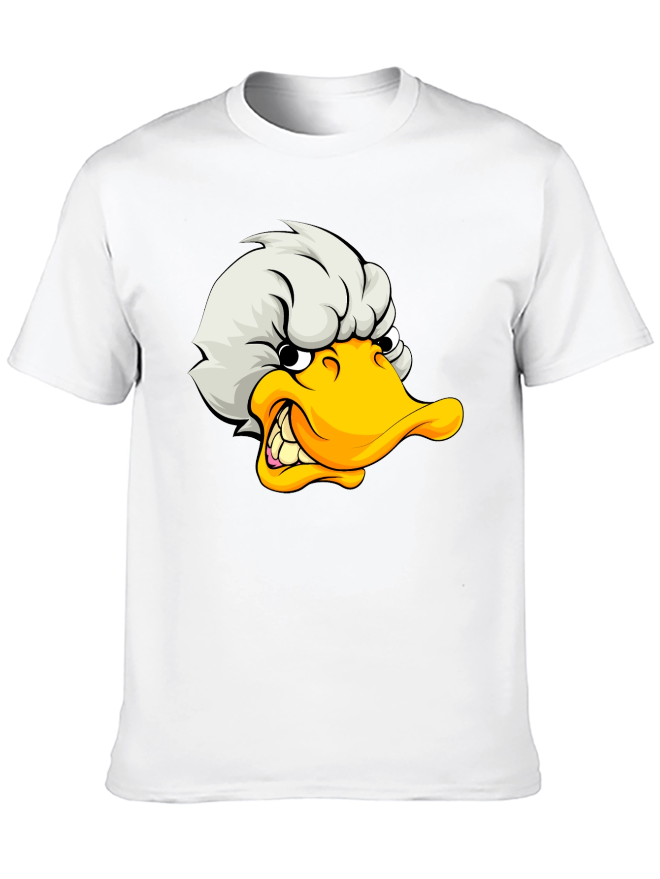 Angry Duck Cartoon Graphic Black T-Shirt