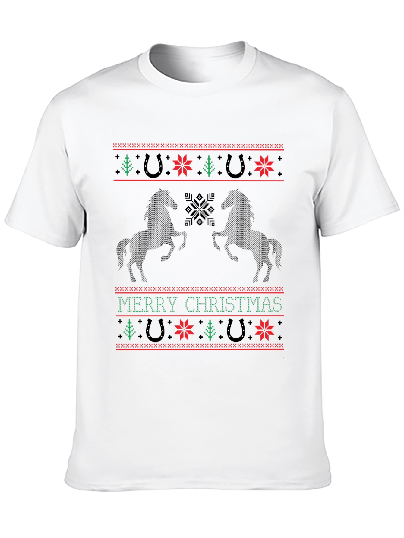 Horse Christmas Sweater Pattern Tee