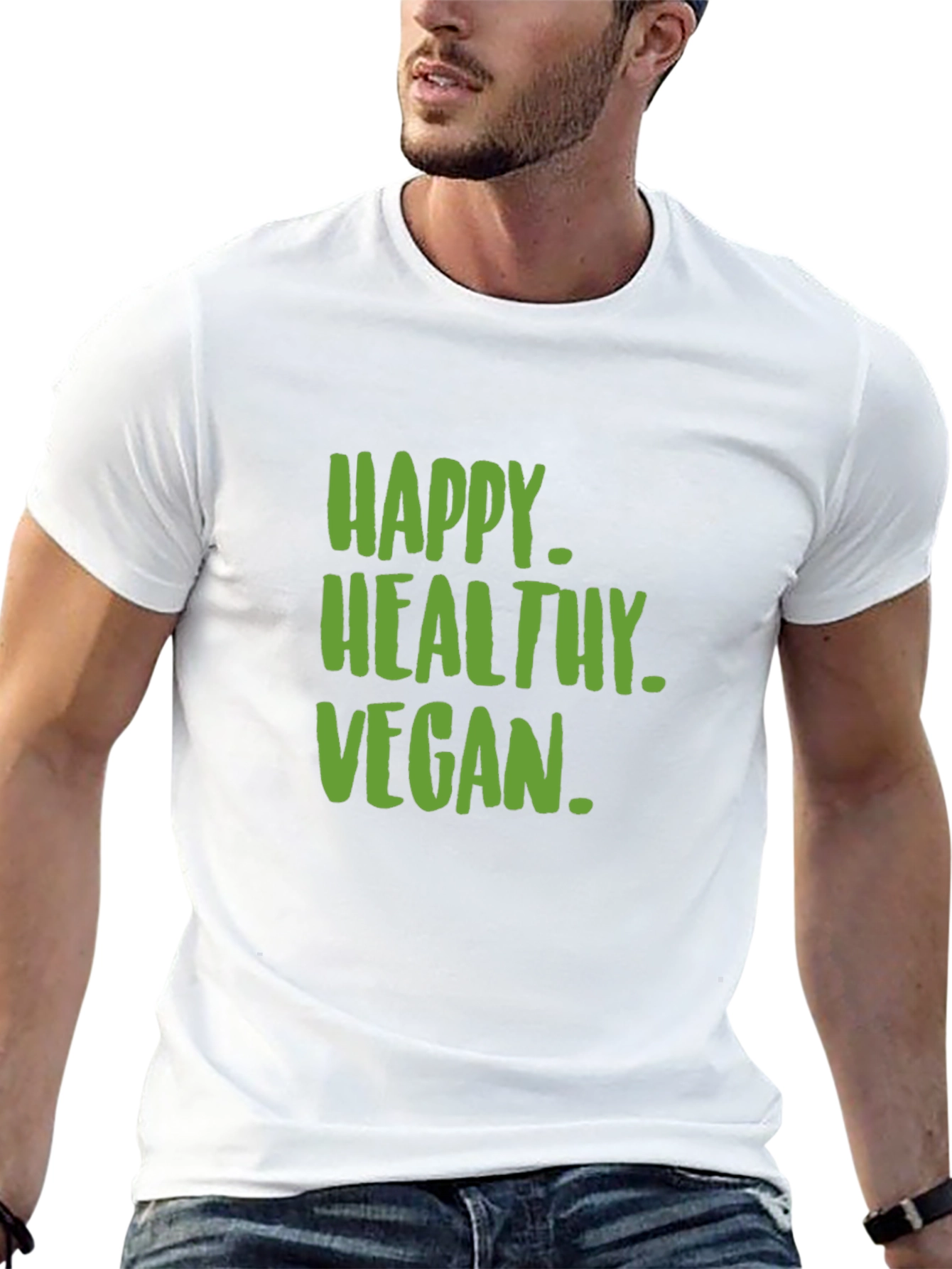 Happy Healthy Vegan T-Shirt - Unisex Graphic Tee
