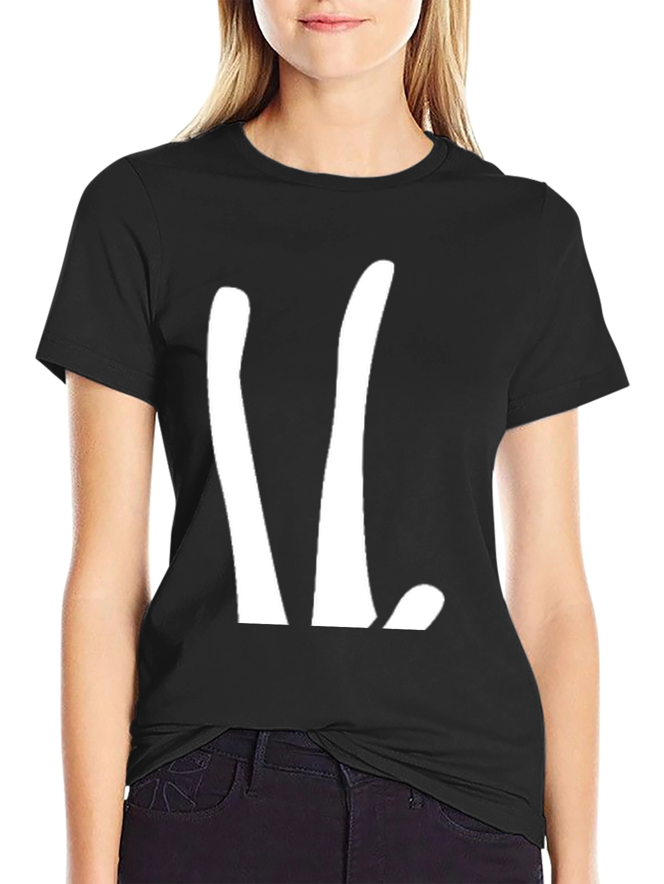 Abstract White Design on Black T-Shirt