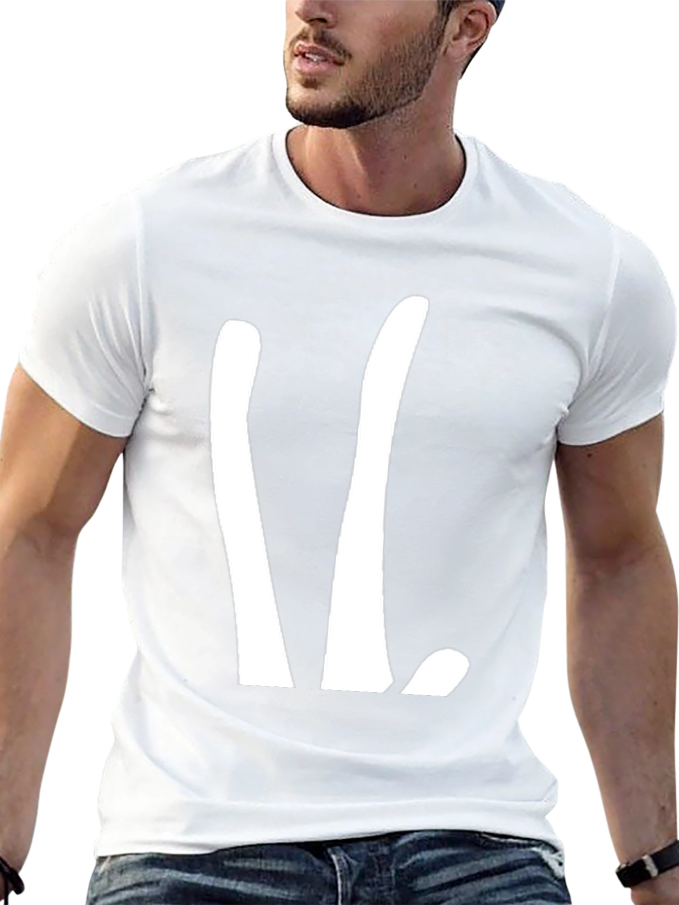 Abstract White Design on Black T-Shirt