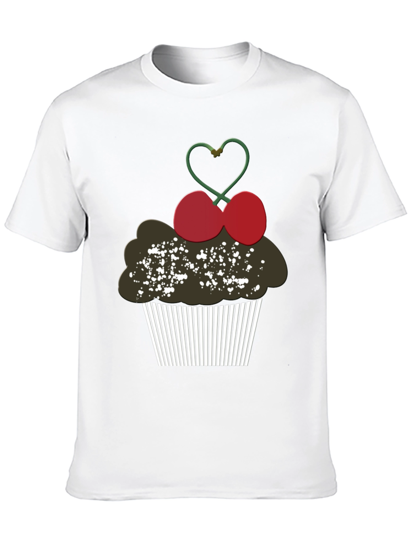 Cupcake Cherry Heart Graphic Tee - Black