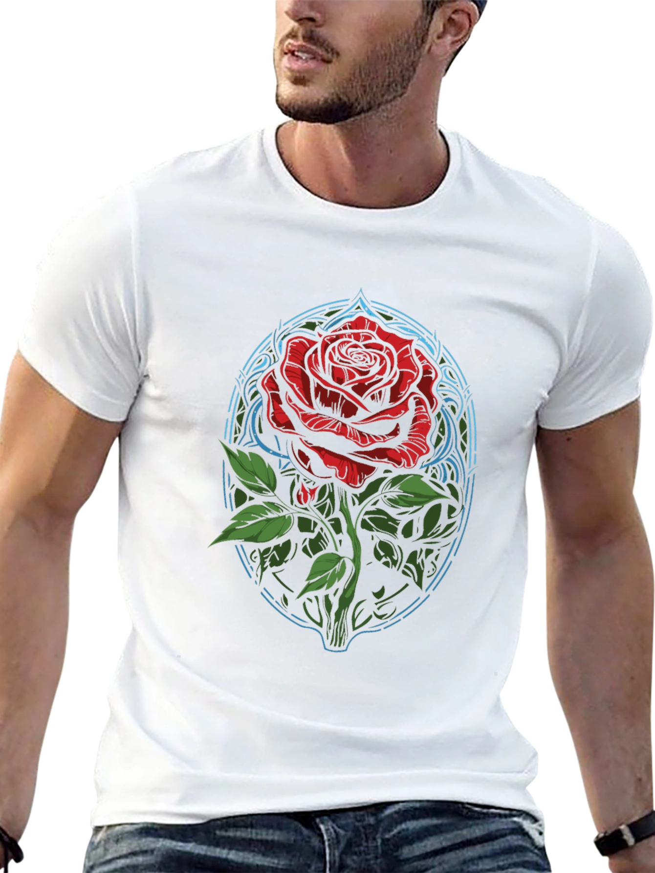 Rose Graphic T-Shirt - Artistic Floral Design