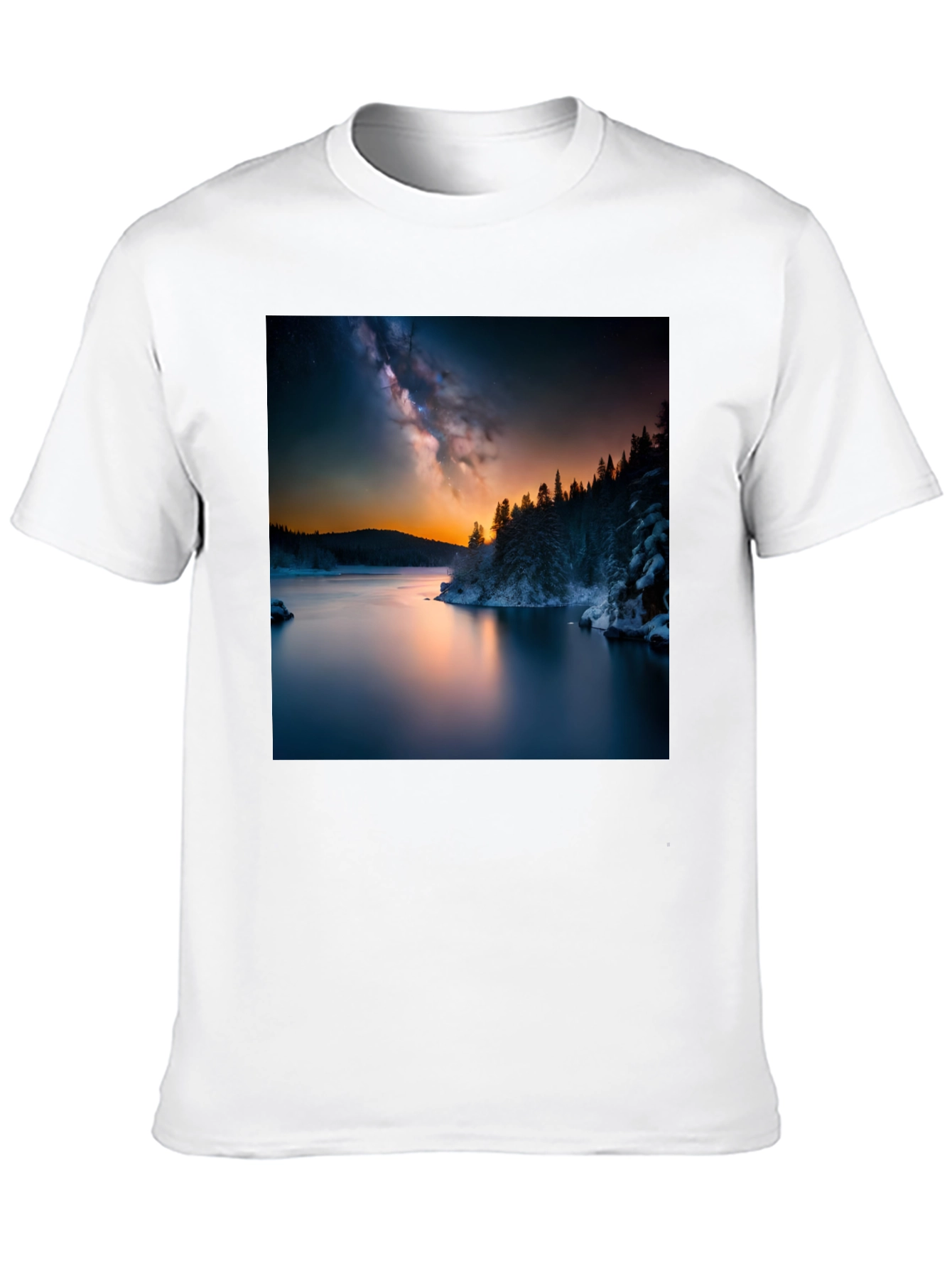 Scenic Lake Galaxy Graphic Tee