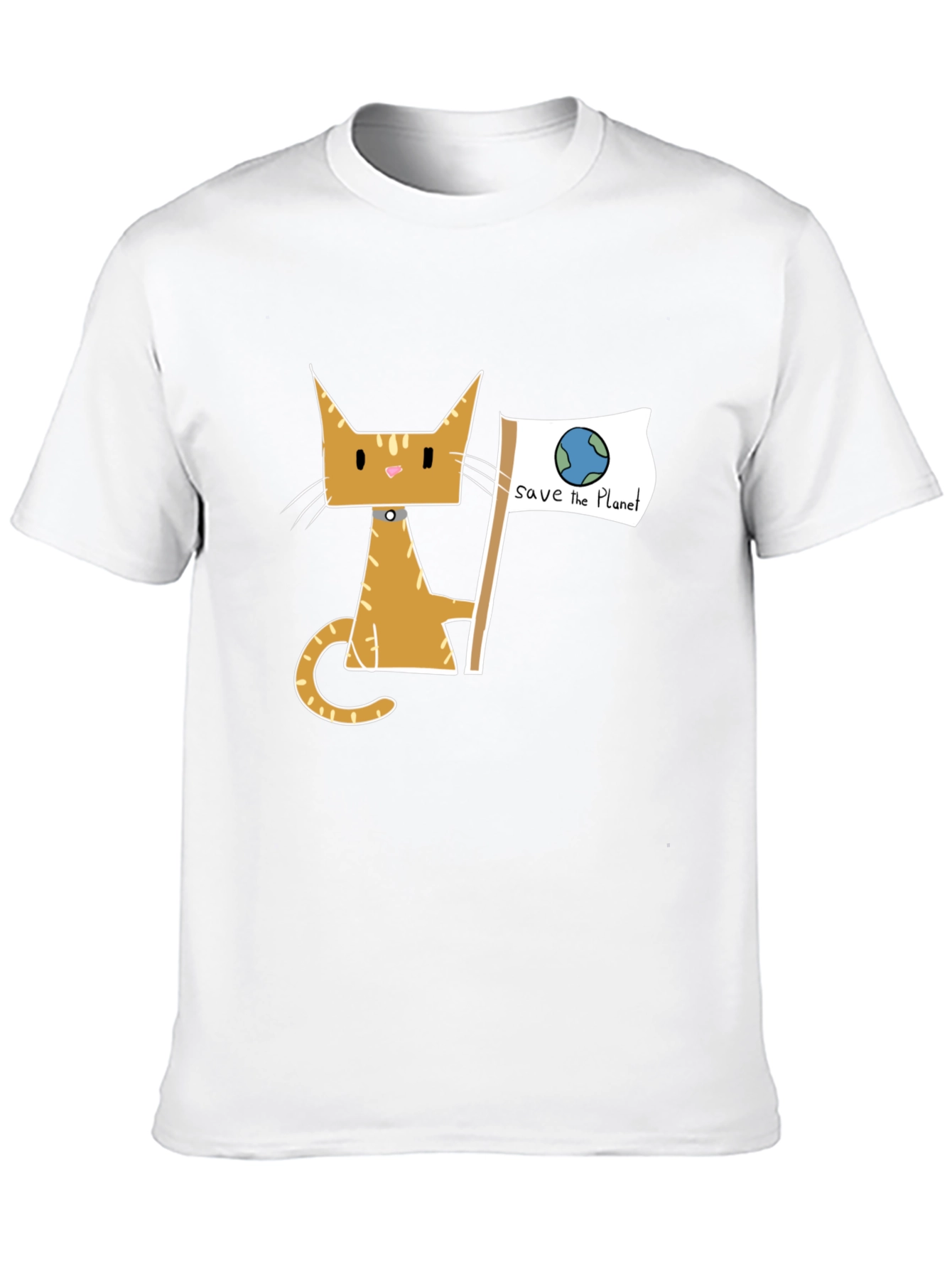 Save the Planet Cat Graphic Tee - Eco Friendly