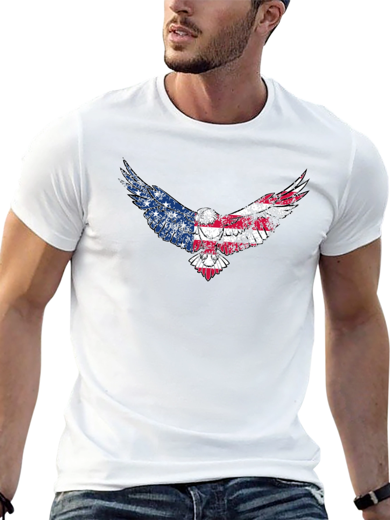 American Flag Eagle Graphic Tee - Patriotic Black T-Shirt