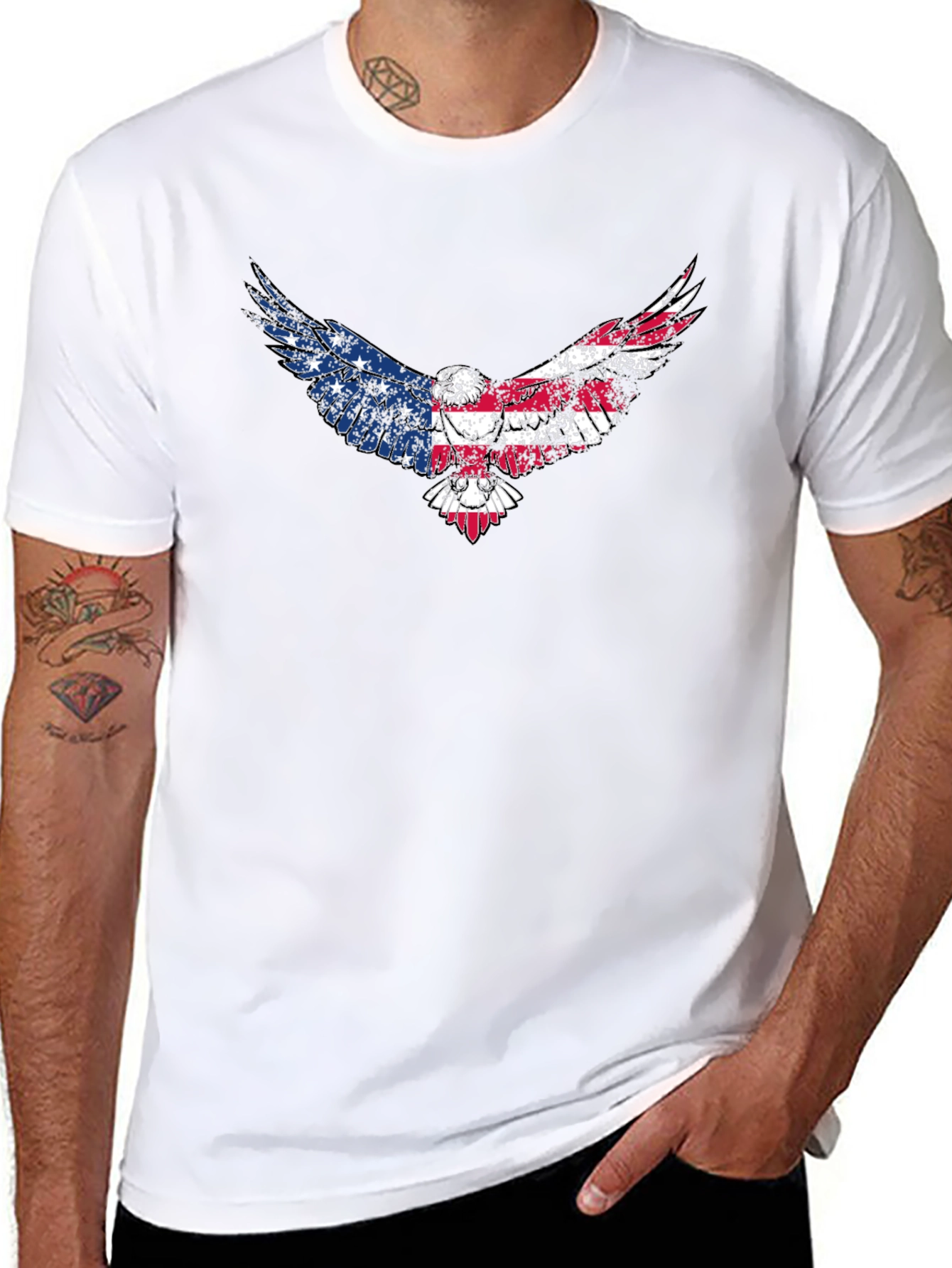 American Flag Eagle Graphic Tee - Patriotic Black T-Shirt