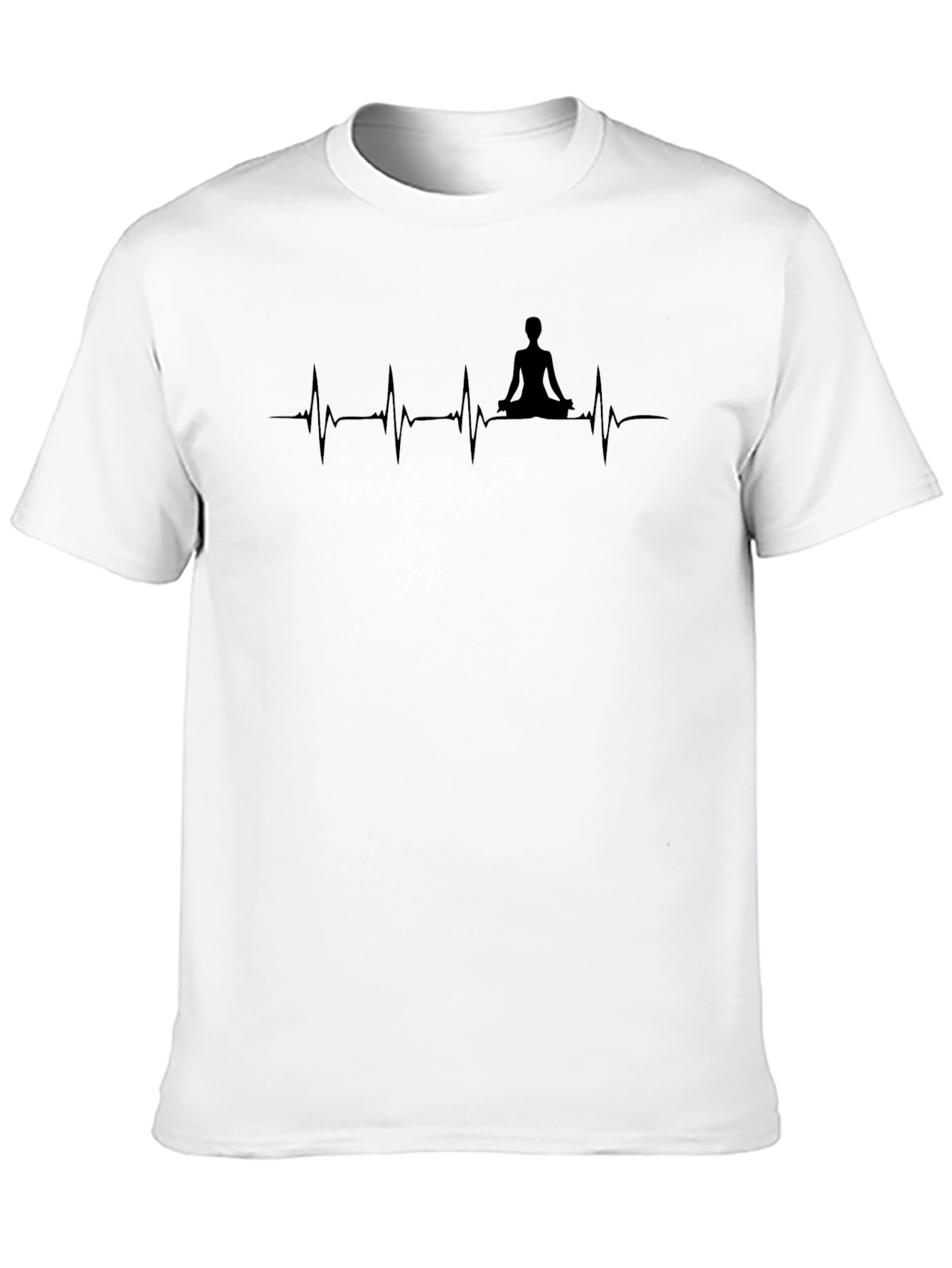 Mens Black Yoga Heartbeat T-Shirt