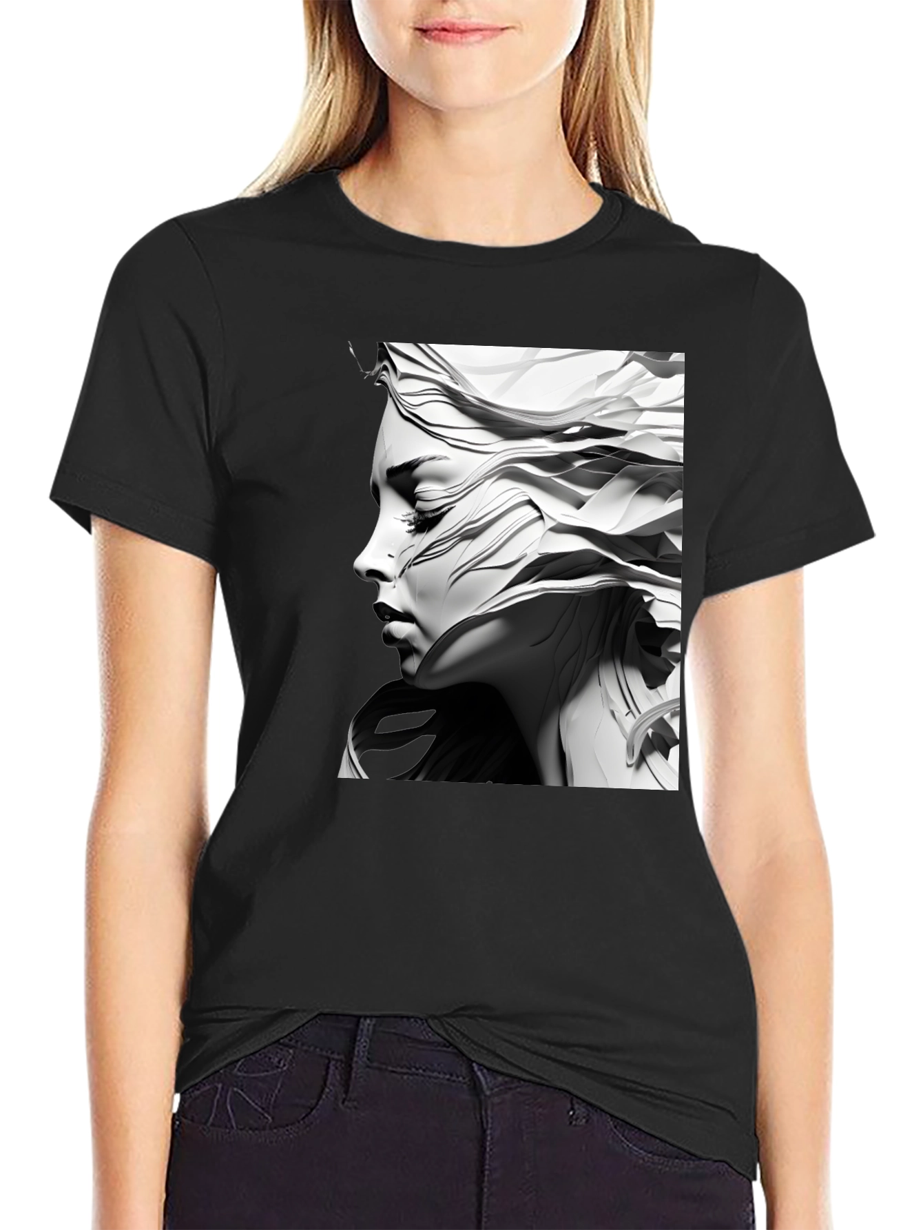 Abstract Woman Graphic Tee - Modern Art T-Shirt