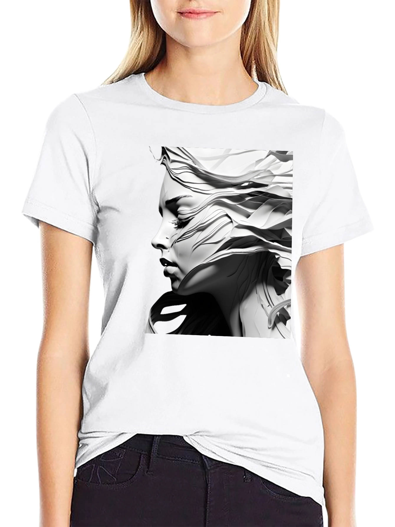 Abstract Woman Graphic Tee - Modern Art T-Shirt