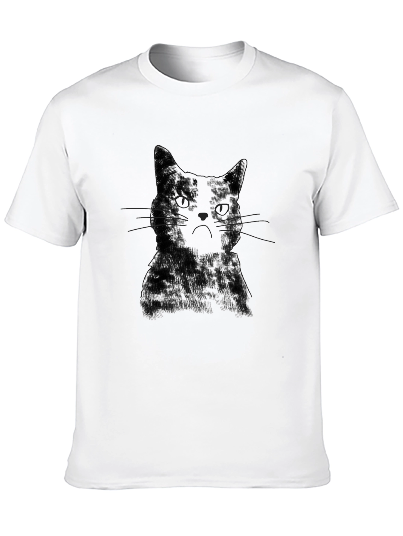 Mens Black Cat Portrait Graphic T-Shirt
