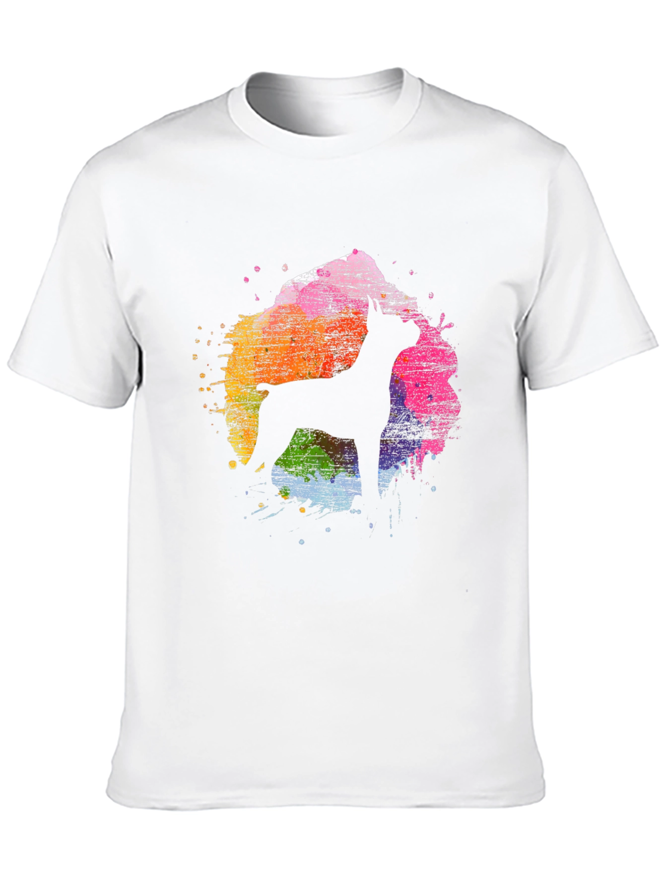 Dog Silhouette Splash T-Shirt - Black