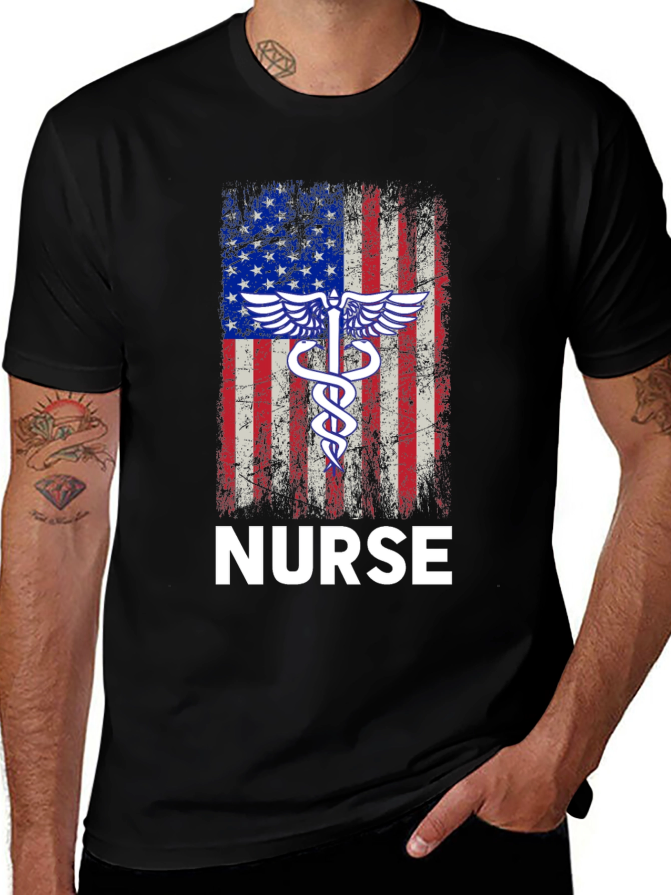 American Flag Nurse T-Shirt - Patriotic RN Apparel