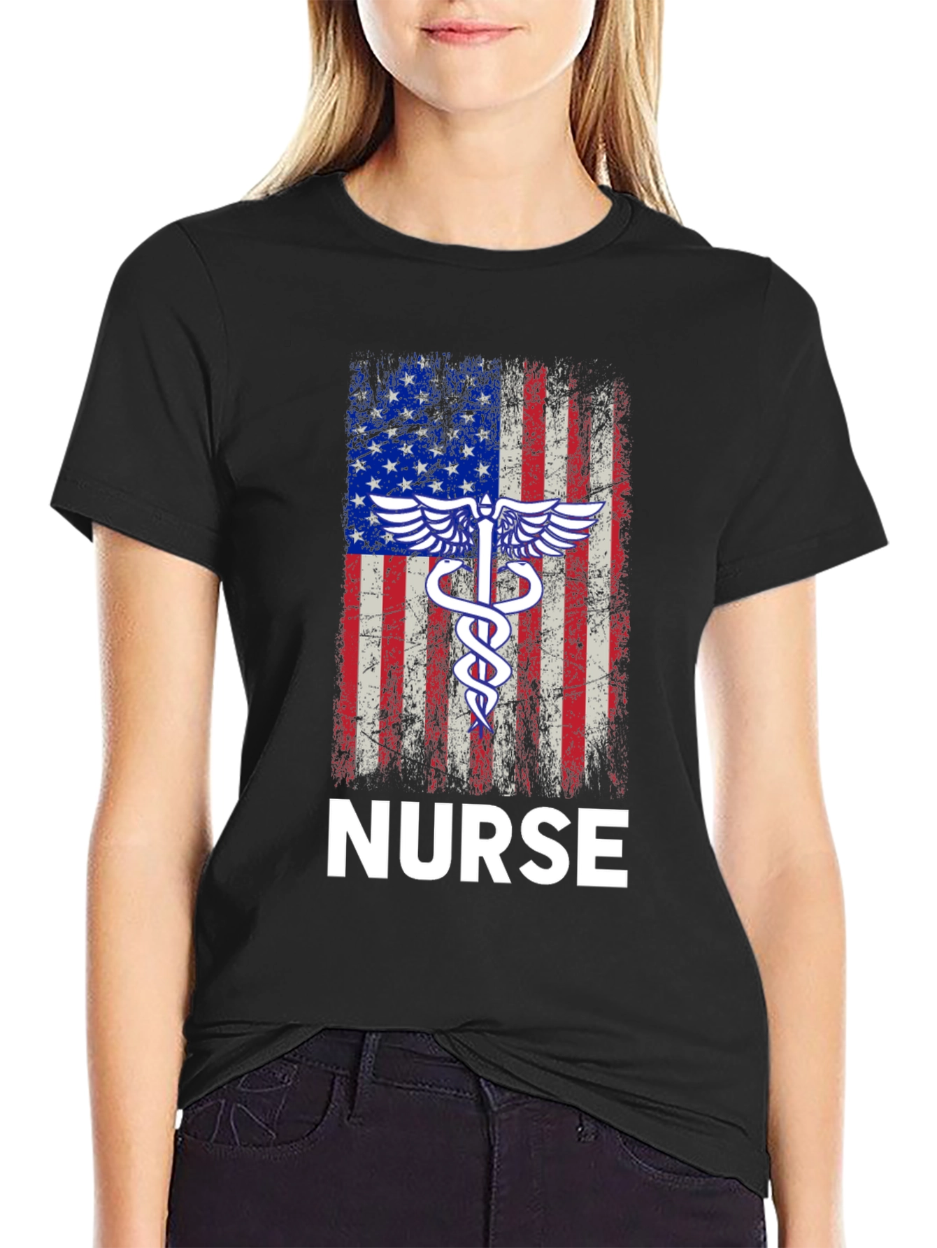 American Flag Nurse T-Shirt - Patriotic RN Apparel